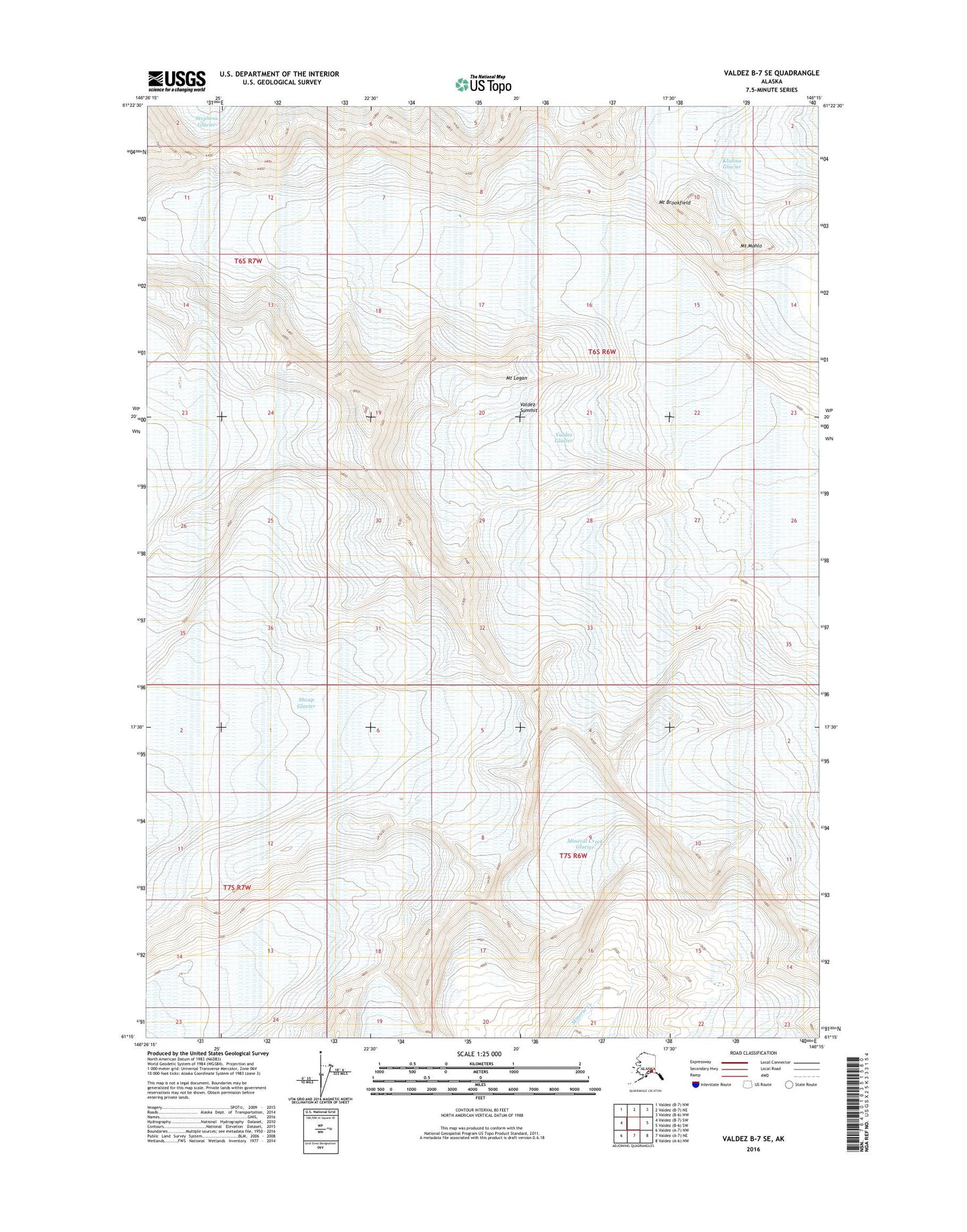 Valdez B-7 SE Alaska US Topo Map Image