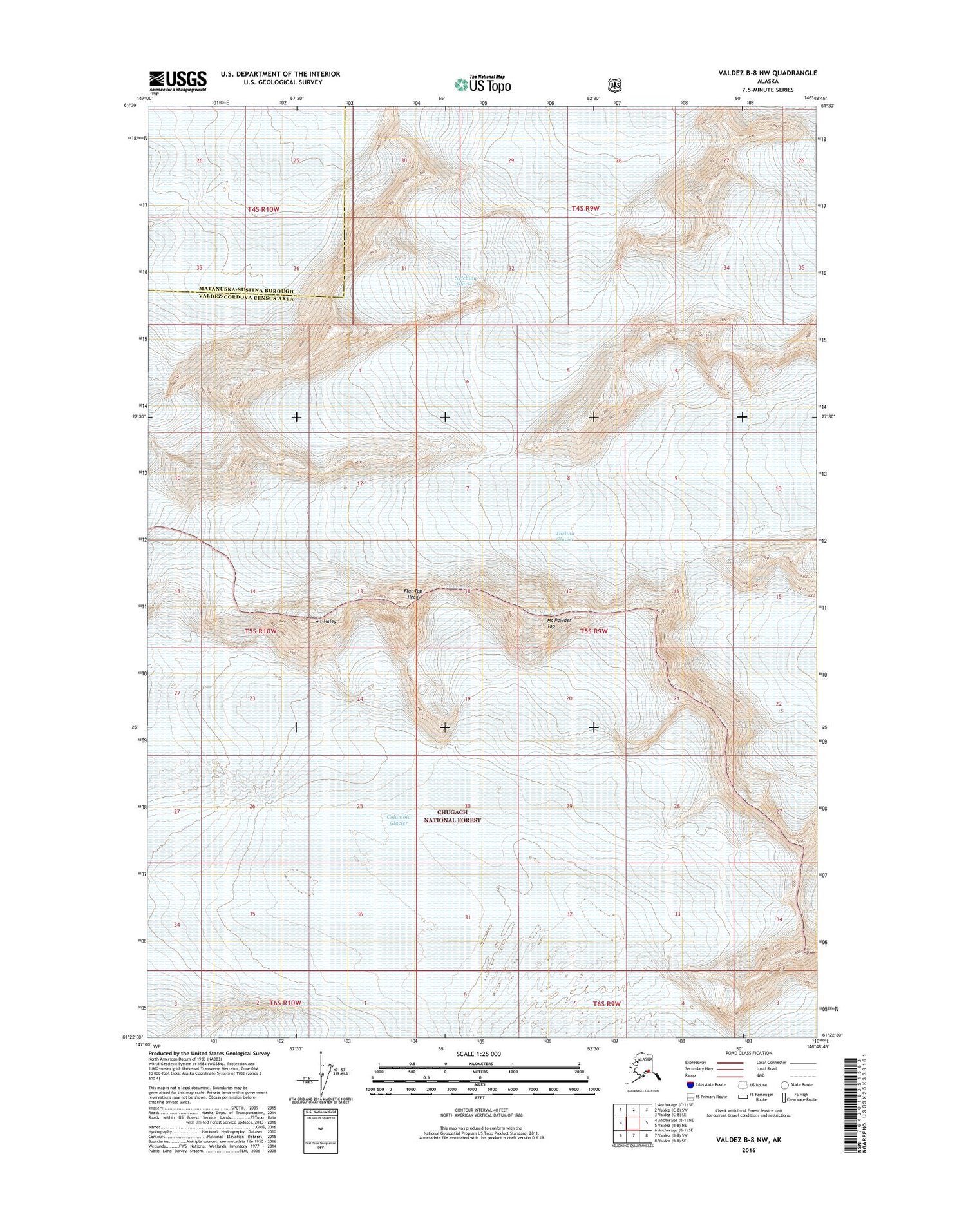 Valdez B-8 NW Alaska US Topo Map Image