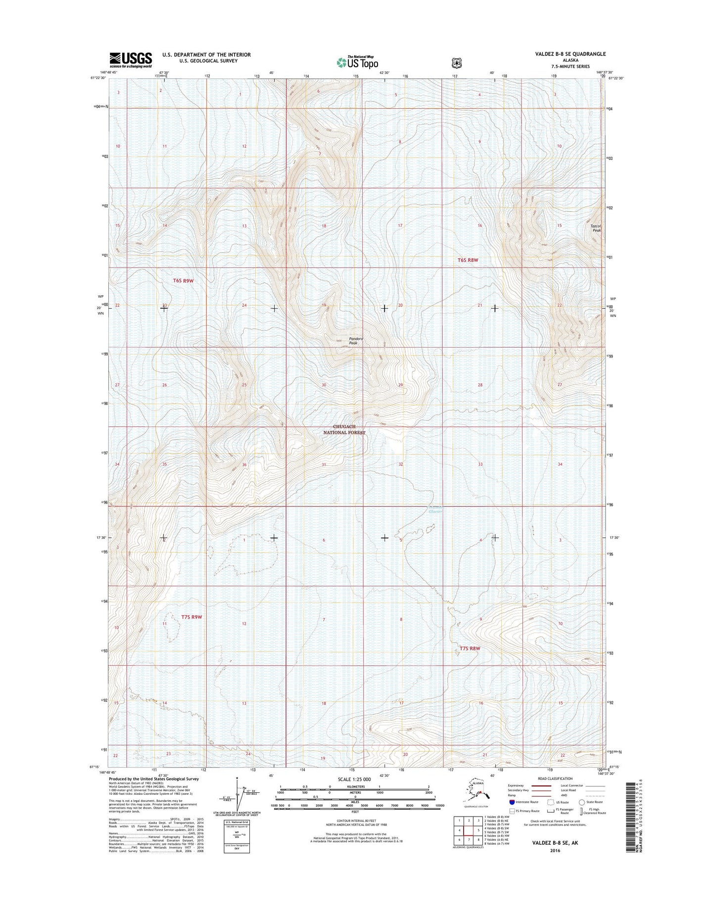 Valdez B-8 SE Alaska US Topo Map Image