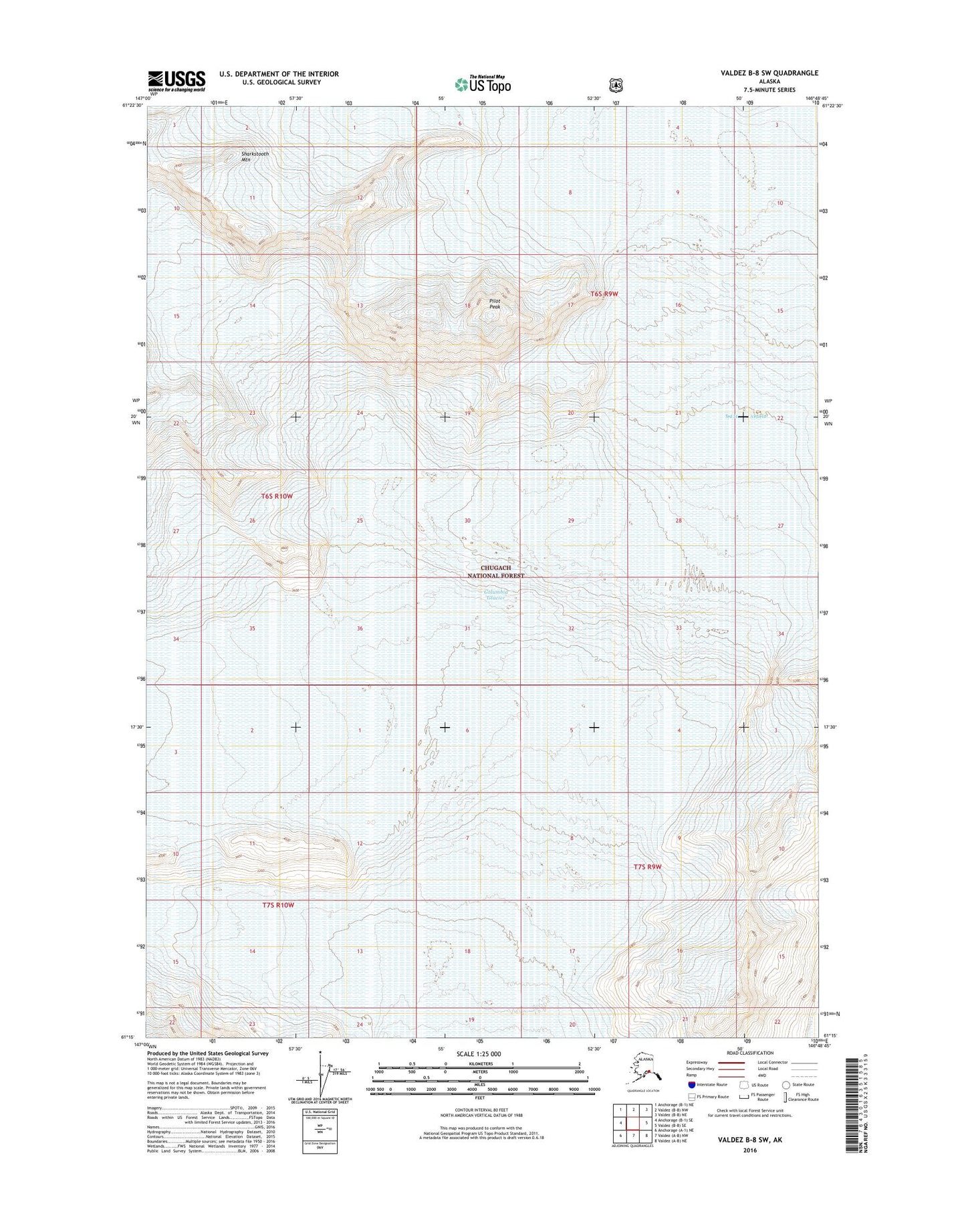 Valdez B-8 SW Alaska US Topo Map Image
