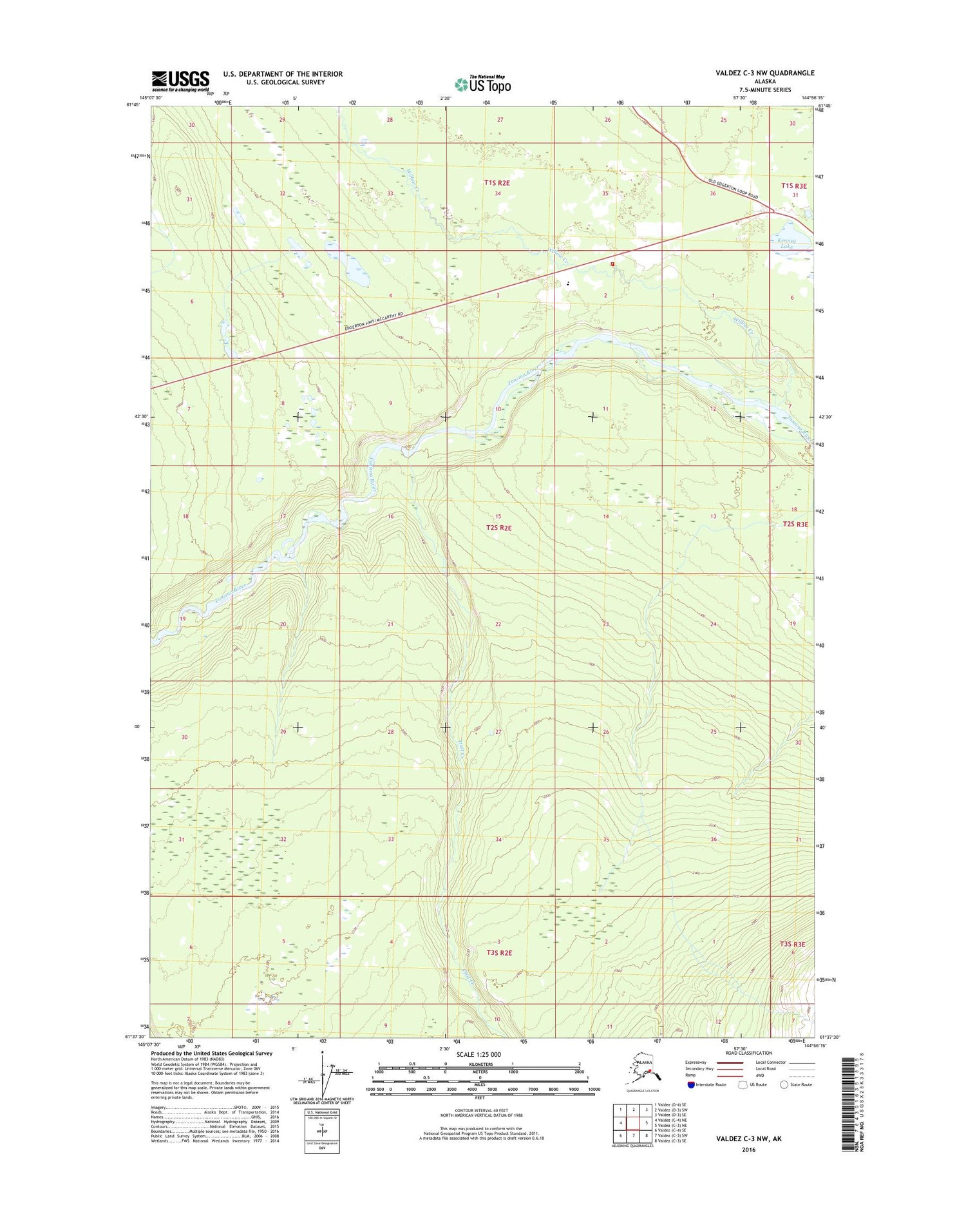 Valdez C-3 NW Alaska US Topo Map Image