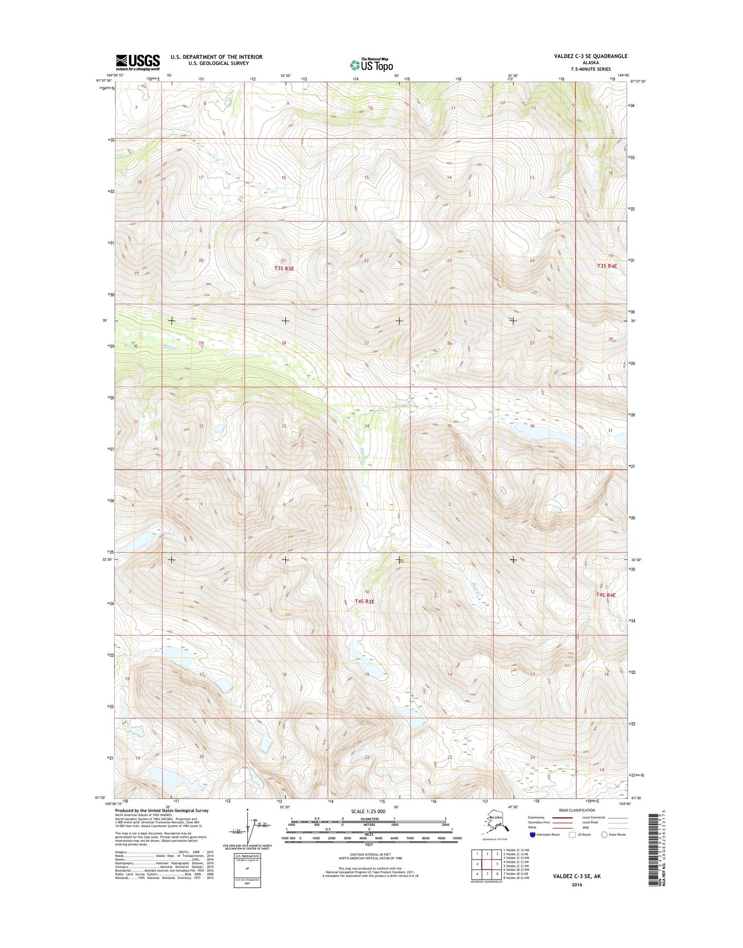 Valdez C-3 SE Alaska US Topo Map Image