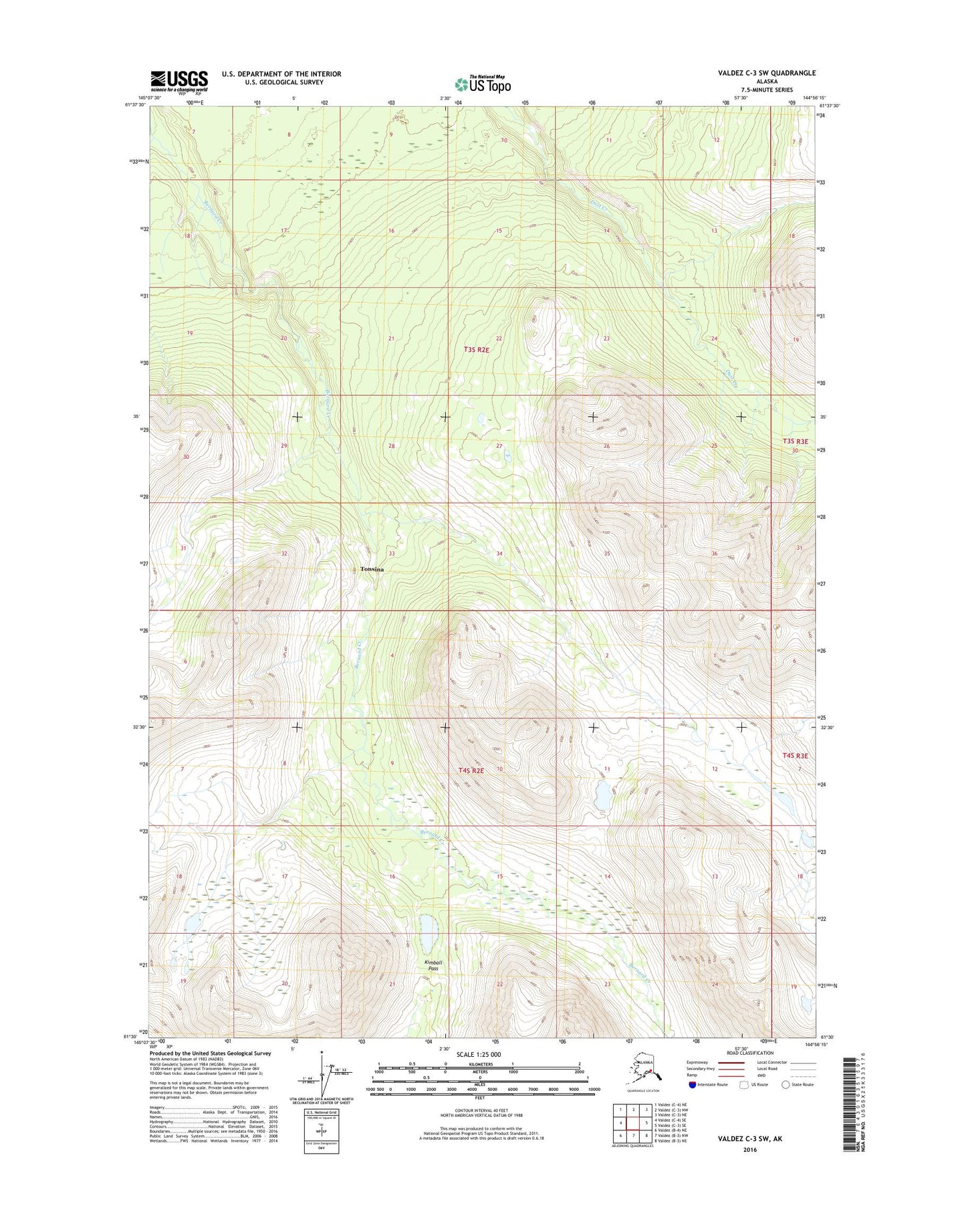 Valdez C-3 SW Alaska US Topo Map Image