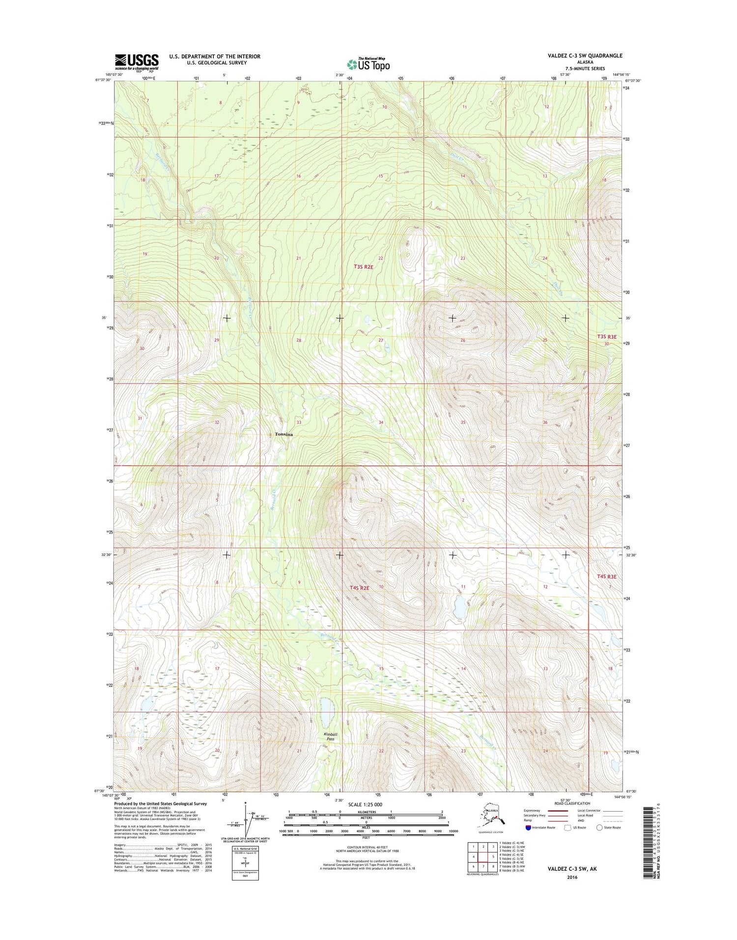 Valdez C-3 SW Alaska US Topo Map Image