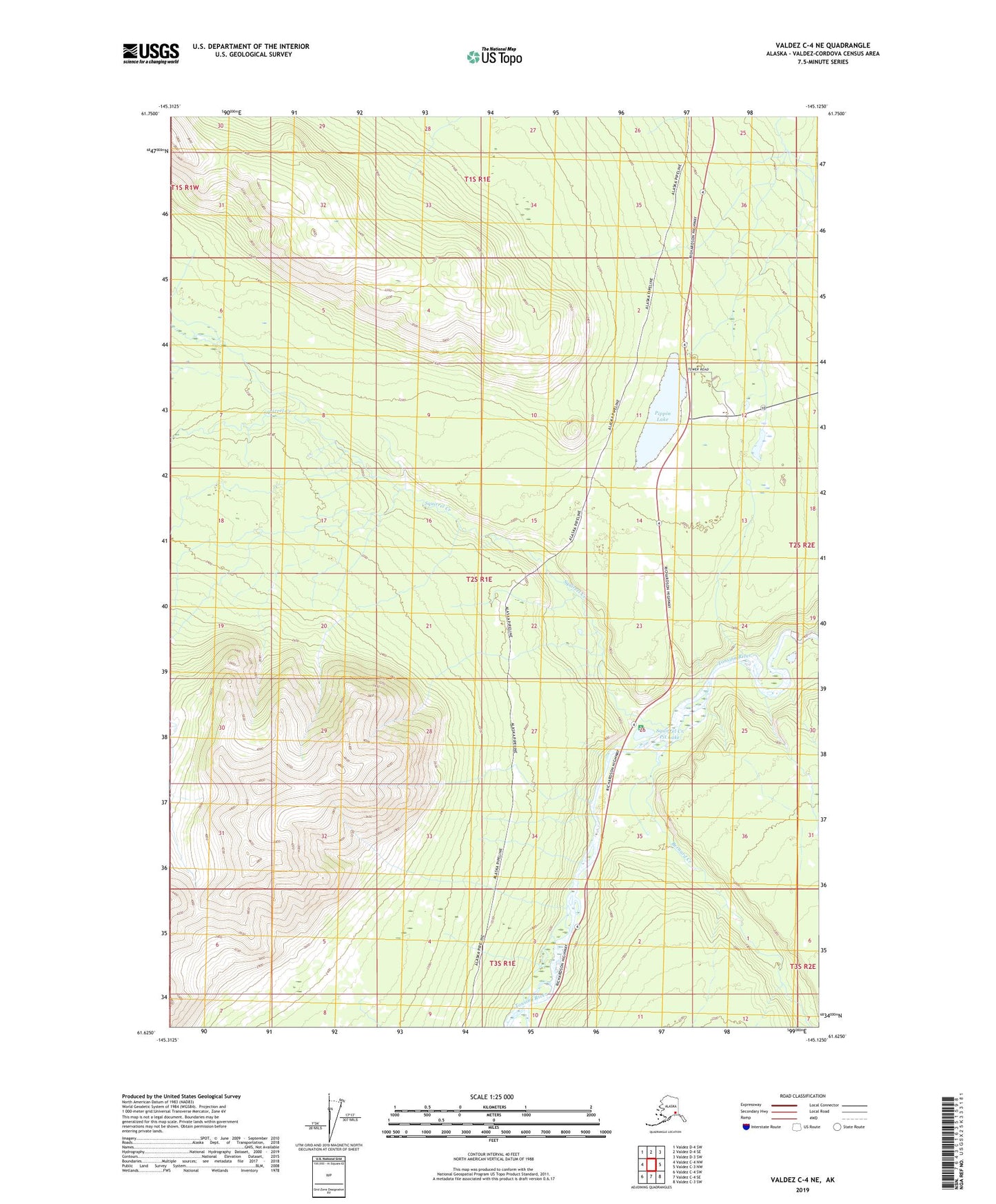 Valdez C-4 NE Alaska US Topo Map Image