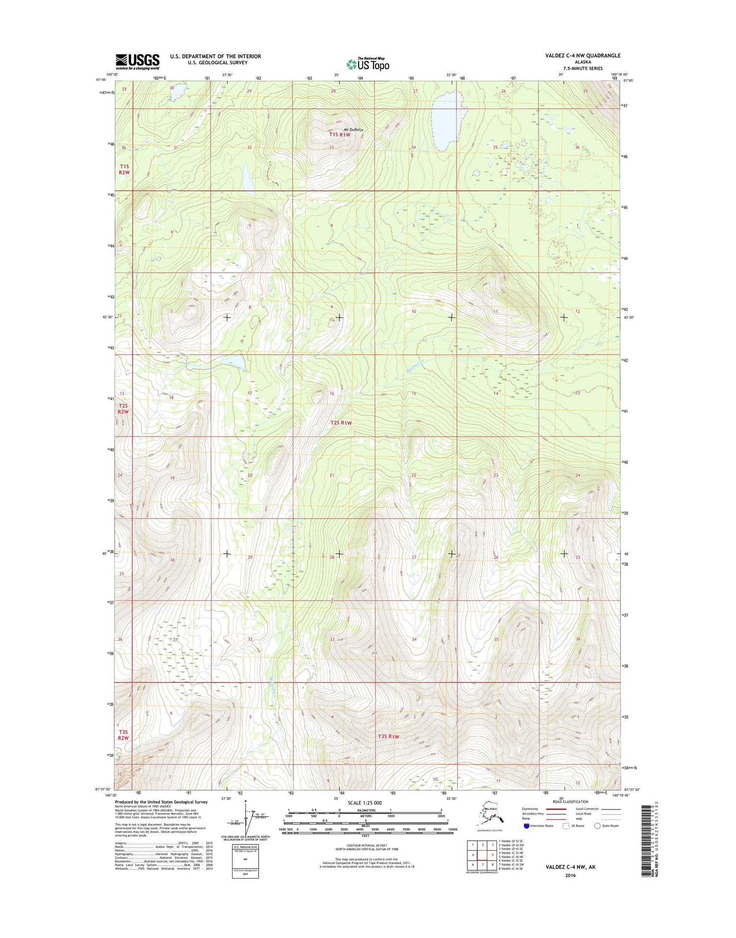 Valdez C-4 NW Alaska US Topo Map Image