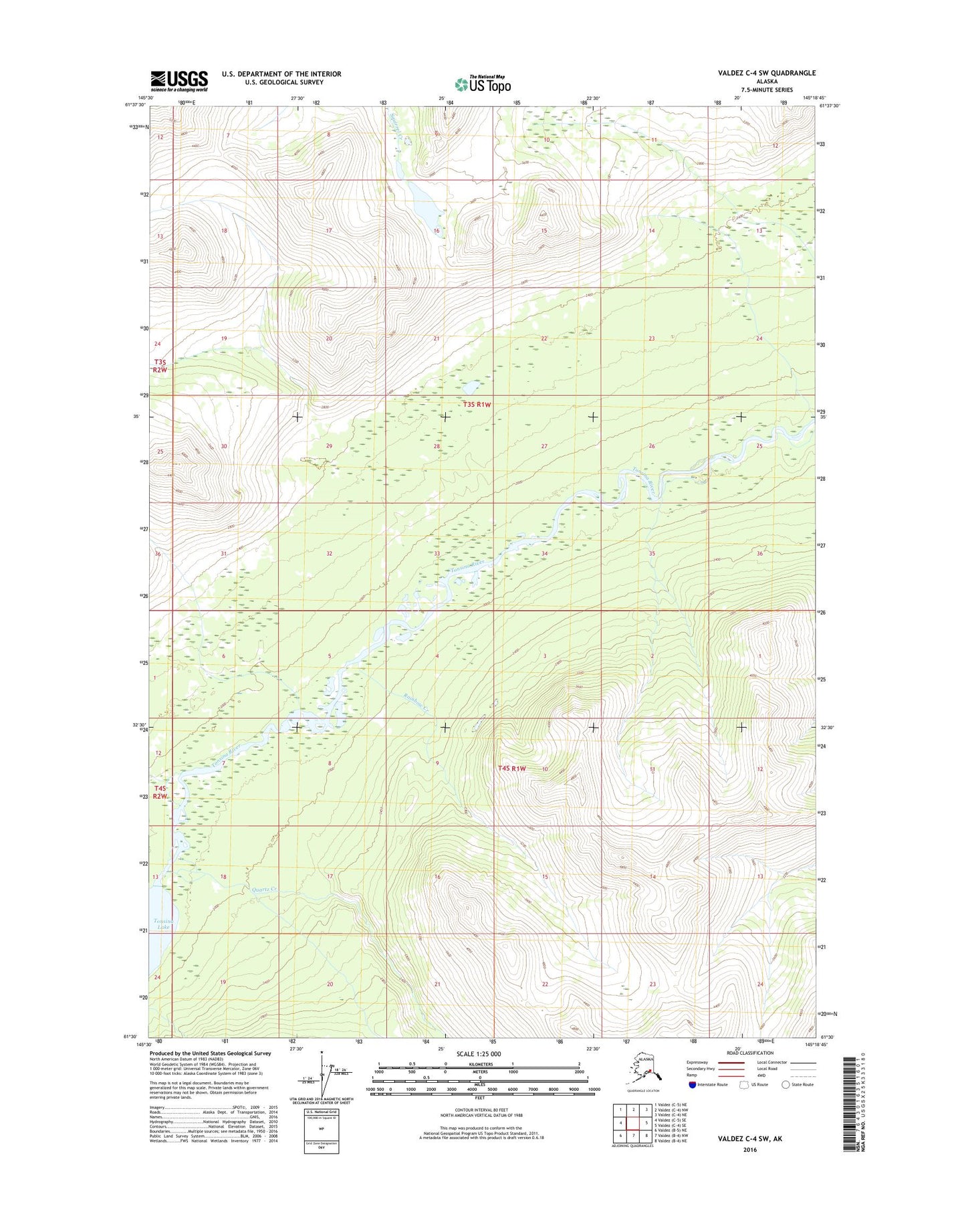 Valdez C-4 SW Alaska US Topo Map Image