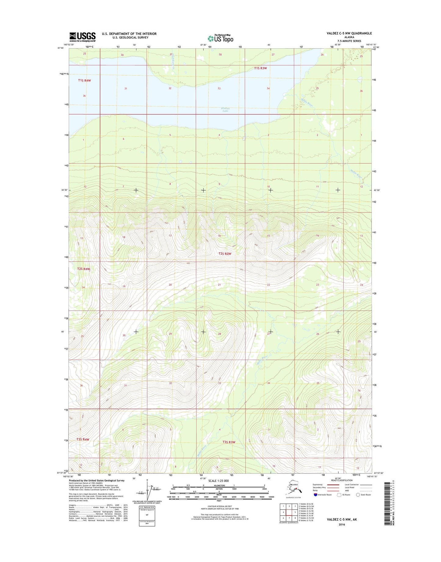 Valdez C-5 NW Alaska US Topo Map Image
