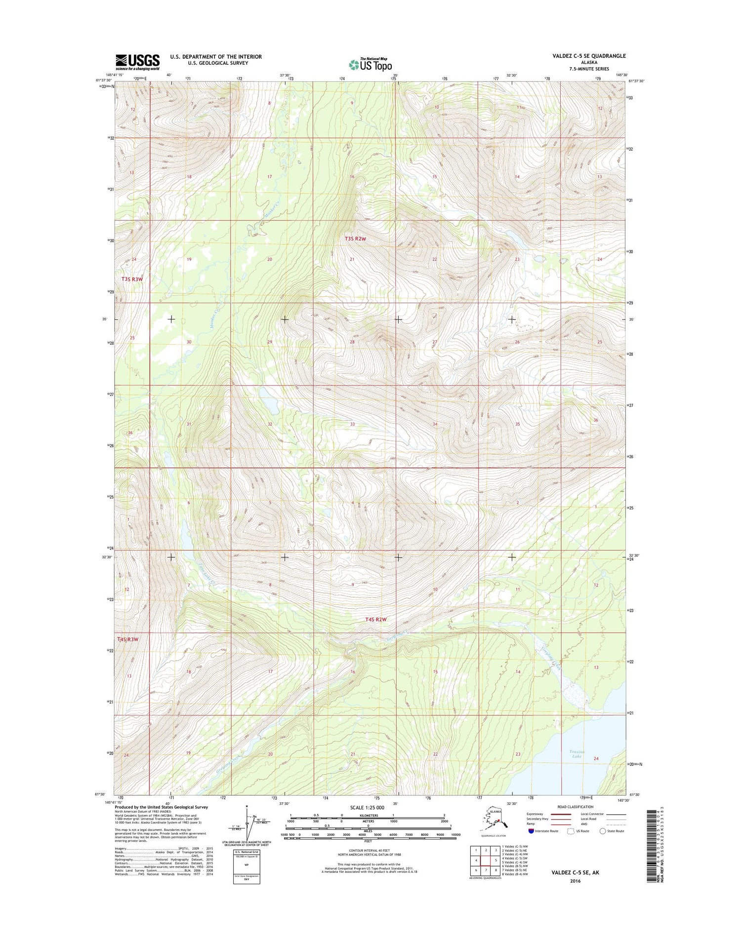 Valdez C-5 SE Alaska US Topo Map Image