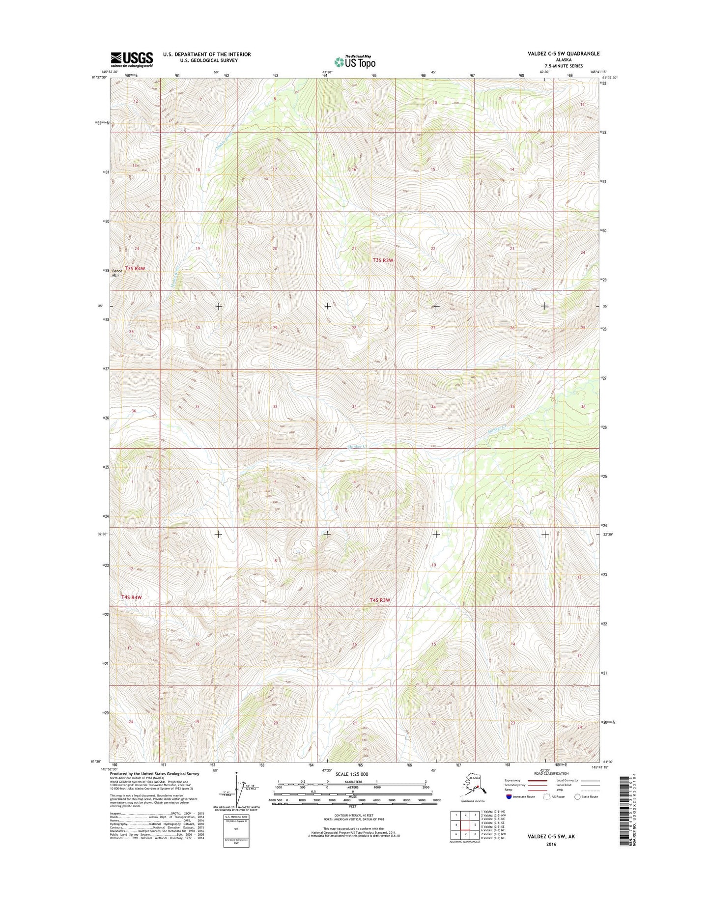 Valdez C-5 SW Alaska US Topo Map Image