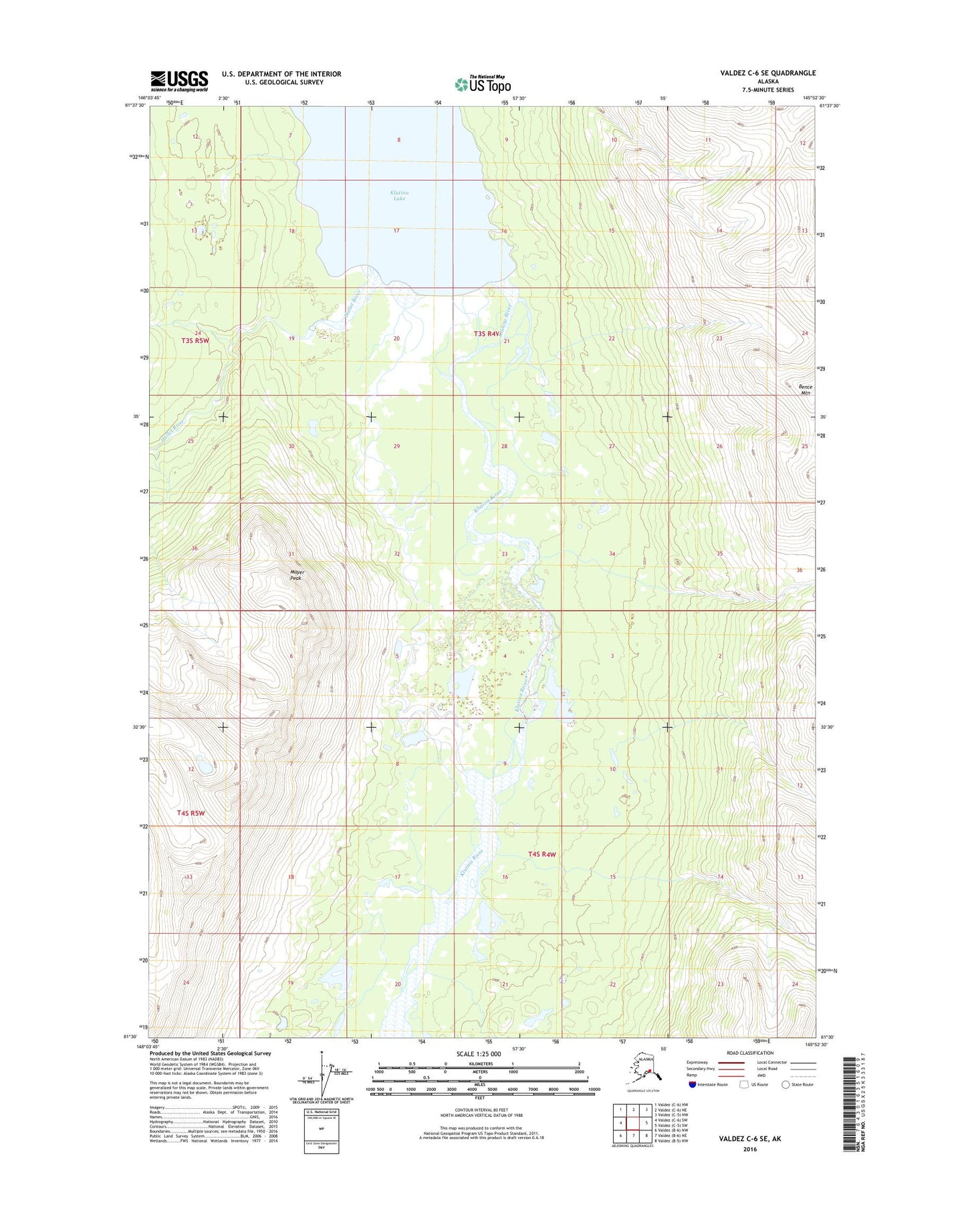 Valdez C-6 SE Alaska US Topo Map Image