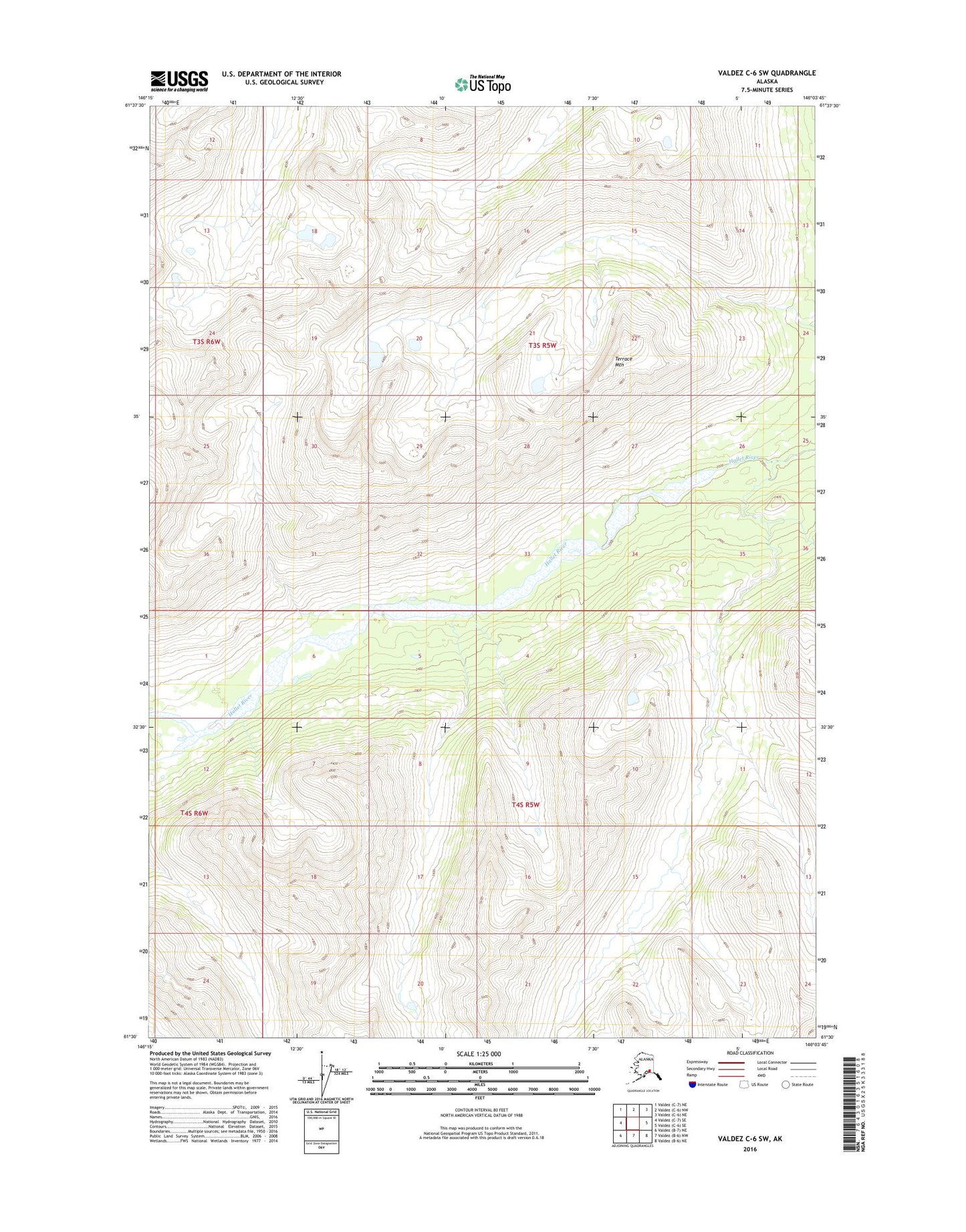 Valdez C-6 SW Alaska US Topo Map Image
