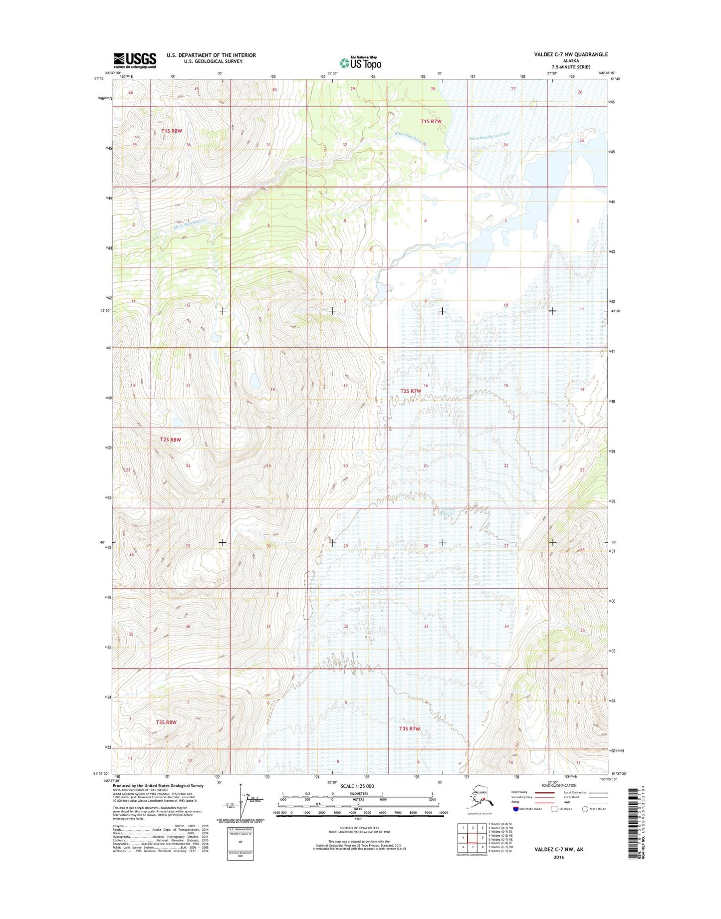 Valdez C-7 NW Alaska US Topo Map Image