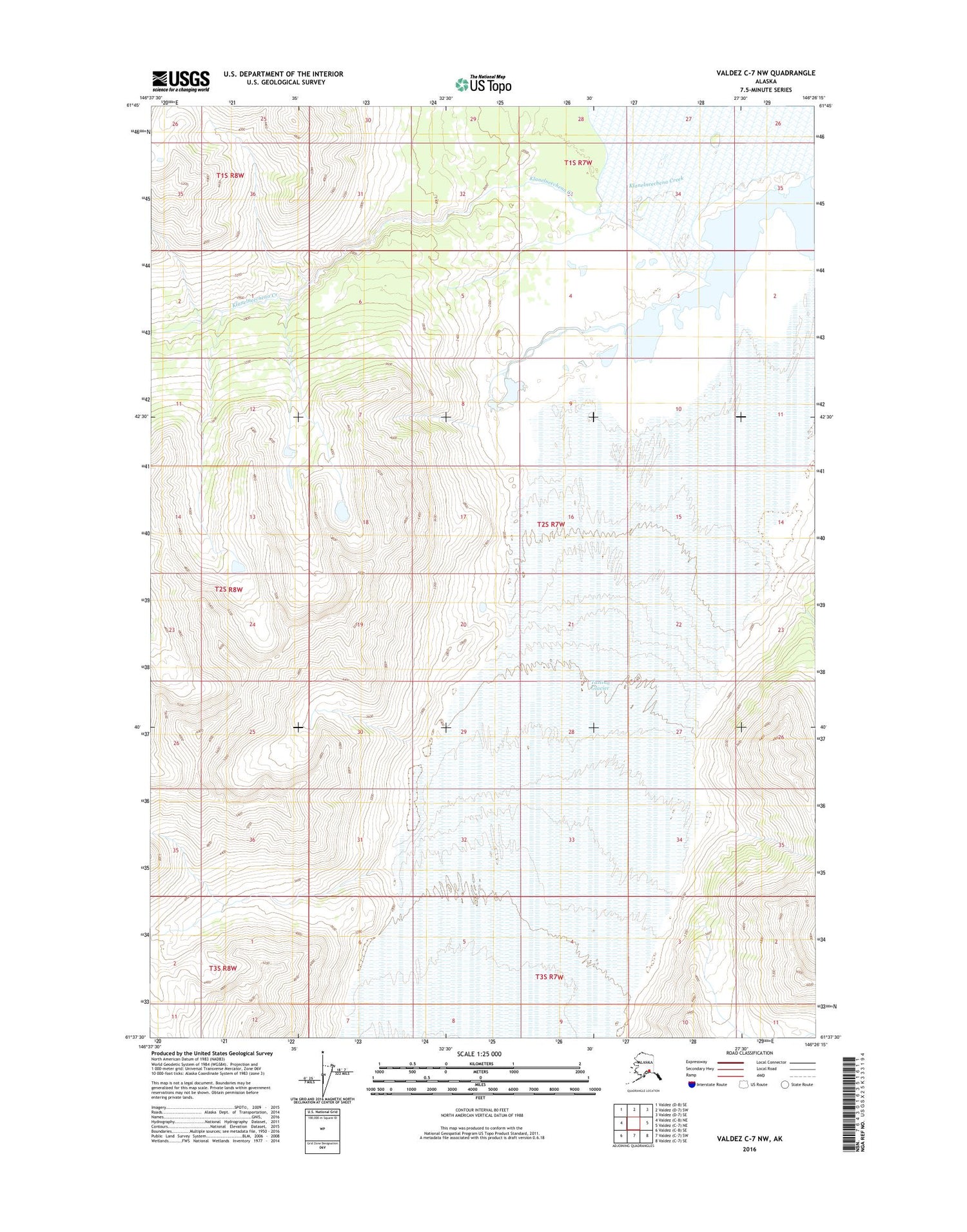 Valdez C-7 NW Alaska US Topo Map Image