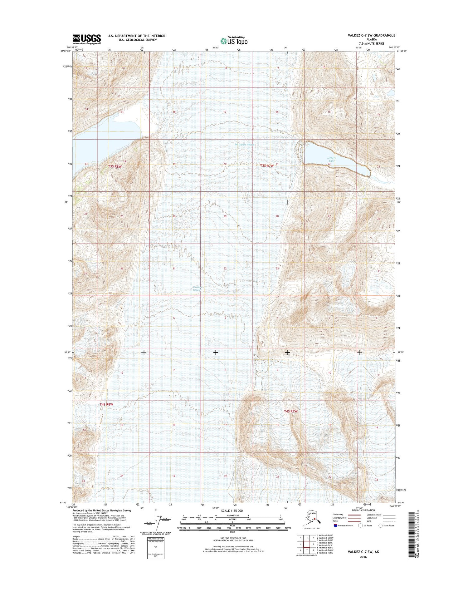 Valdez C-7 SW Alaska US Topo Map Image