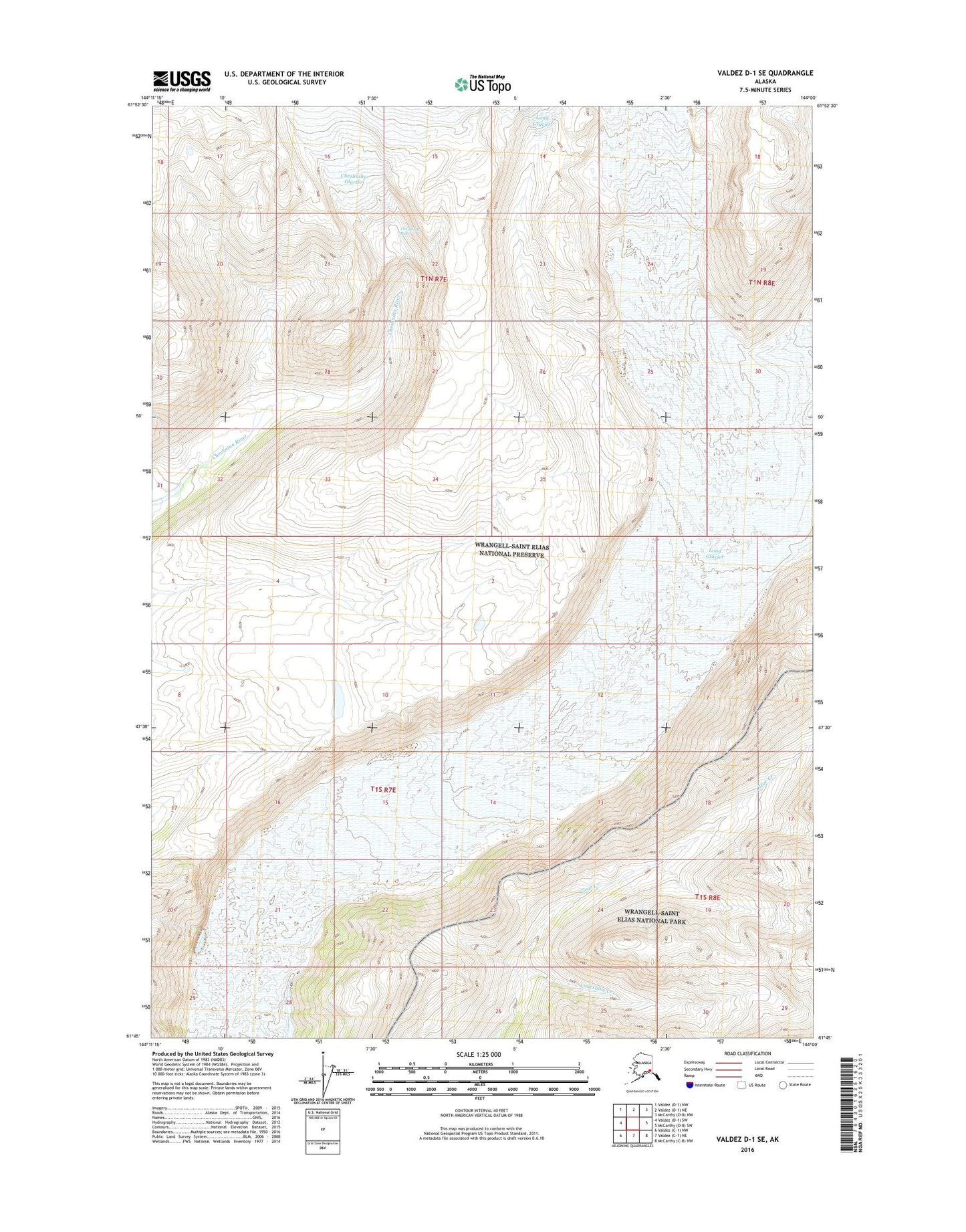Valdez D-1 SE Alaska US Topo Map Image