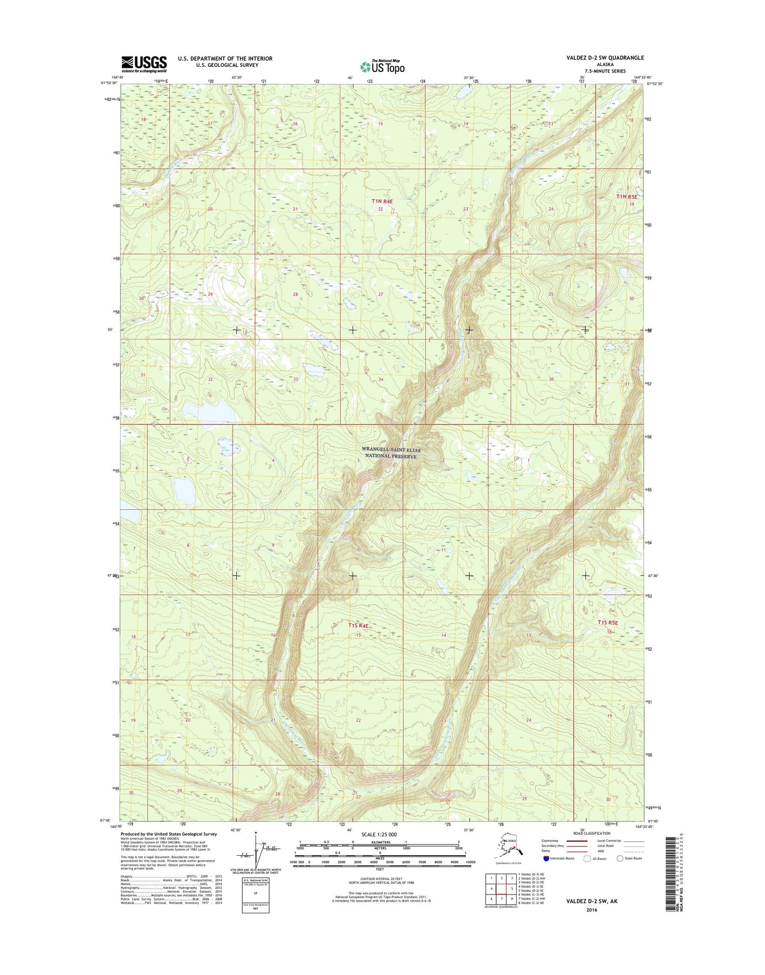 Valdez D-2 SW Alaska US Topo Map Image