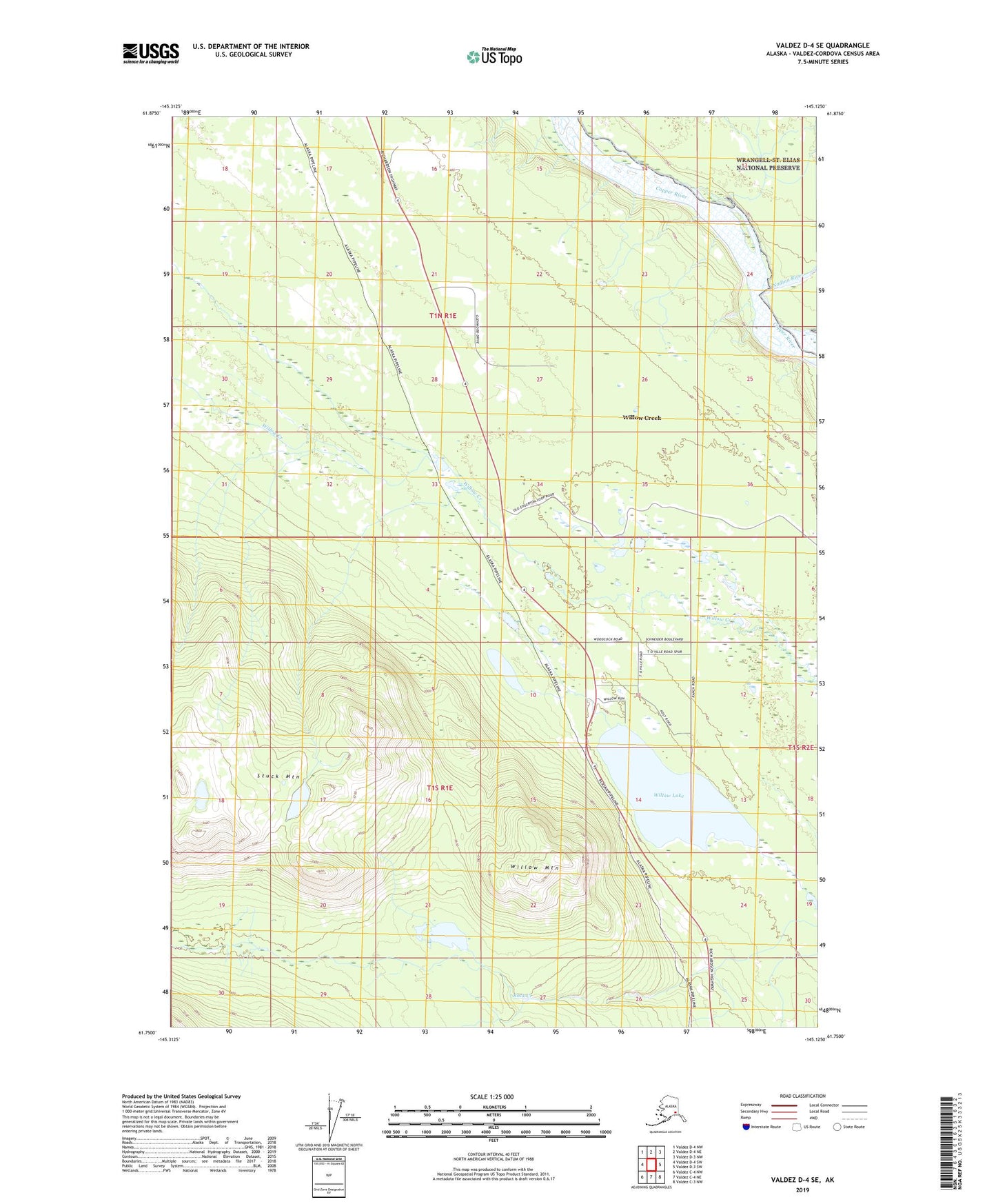 Valdez D-4 SE Alaska US Topo Map Image