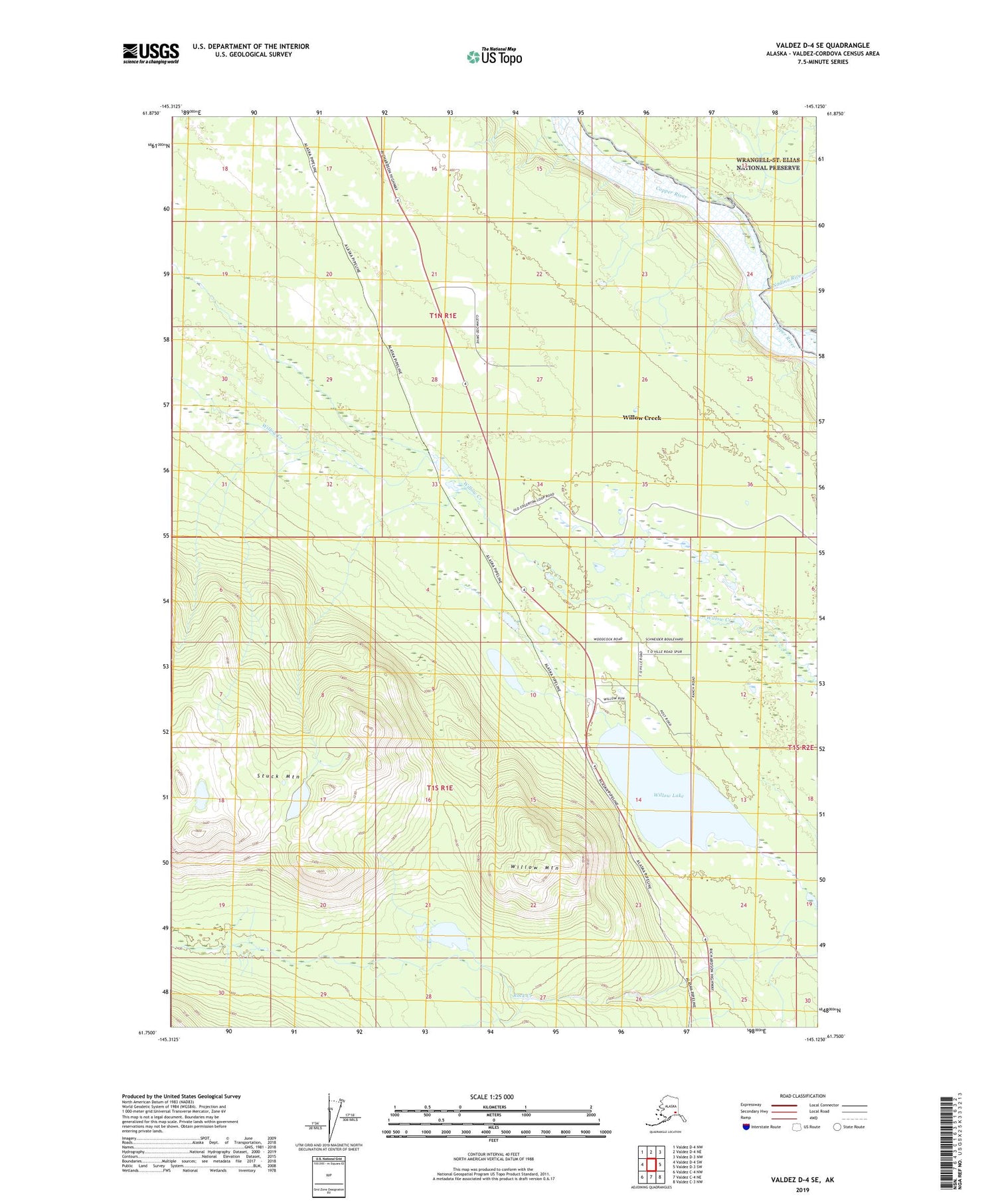 Valdez D-4 SE Alaska US Topo Map Image