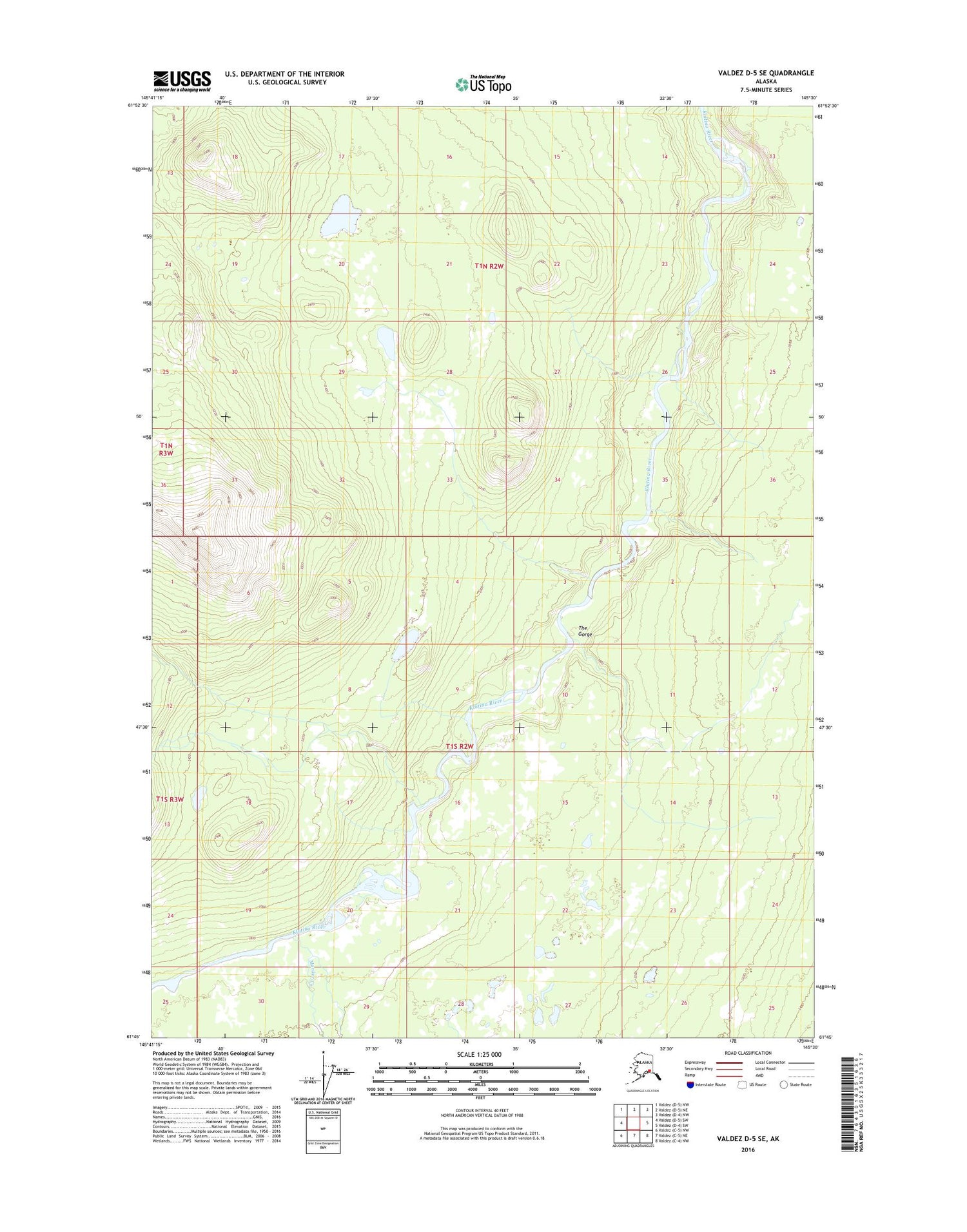 Valdez D-5 SE Alaska US Topo Map Image