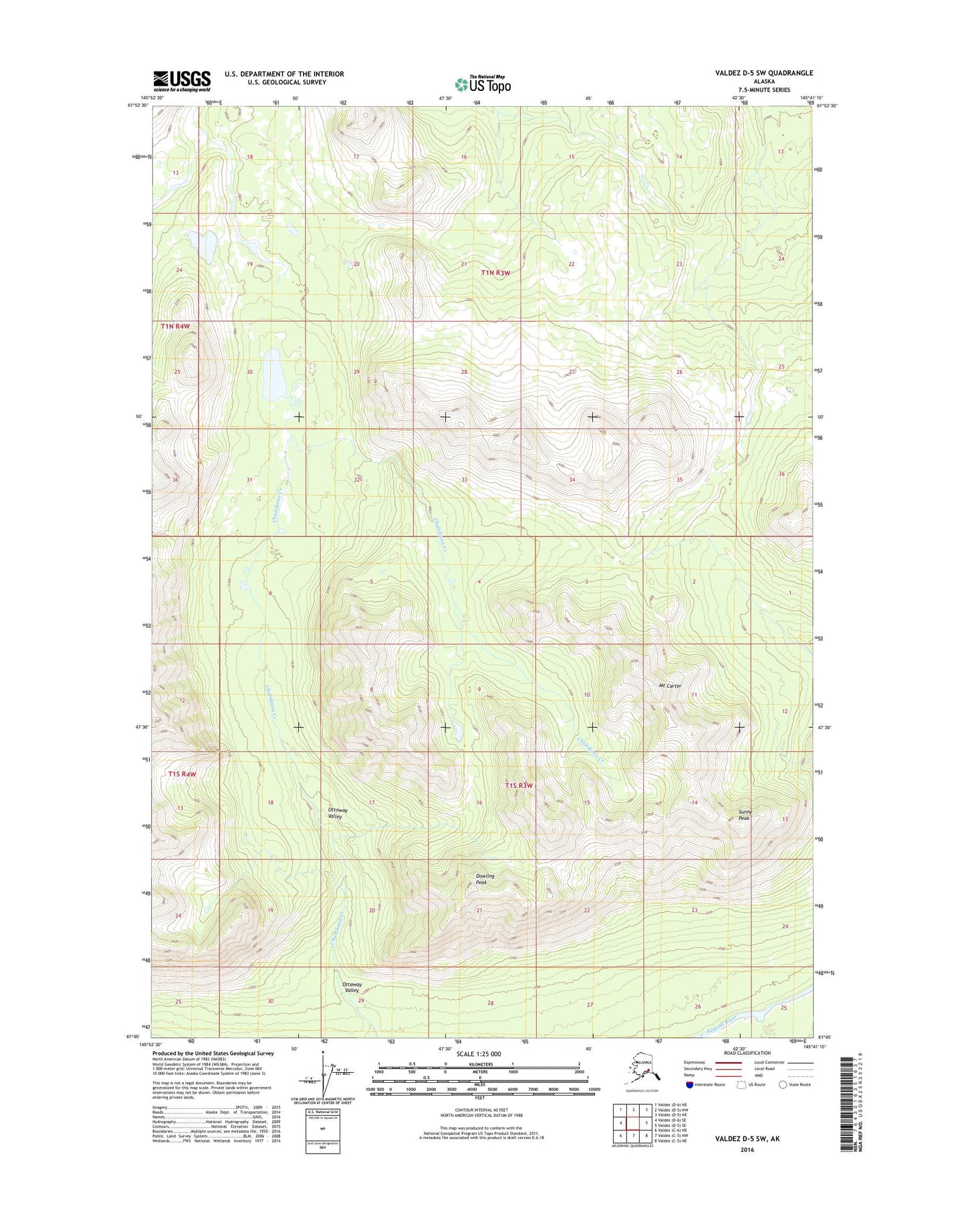 Valdez D-5 SW Alaska US Topo Map Image