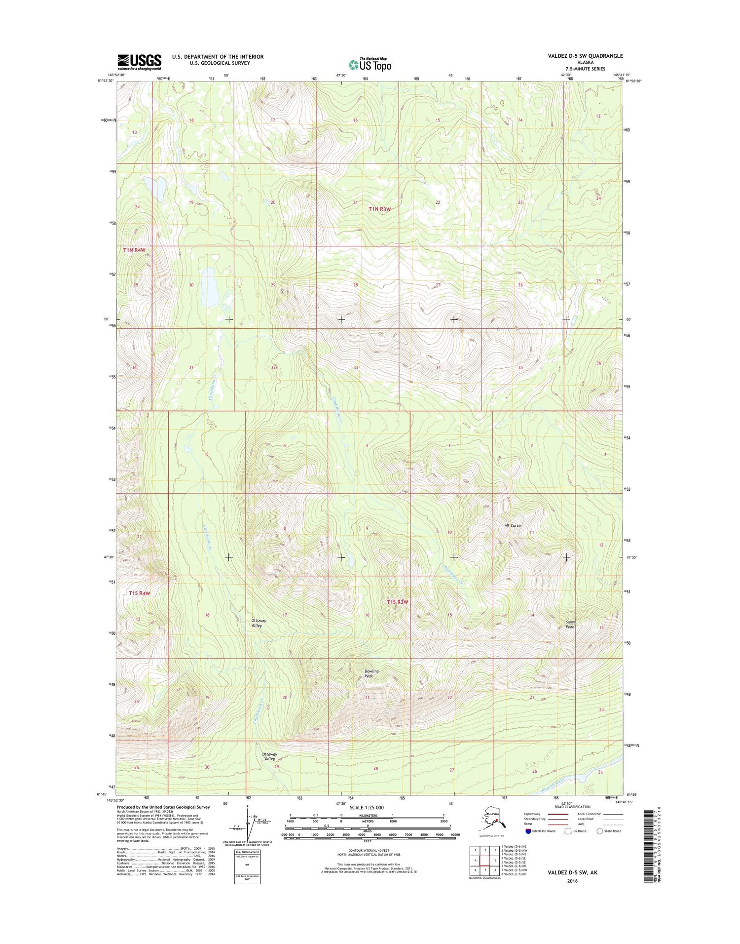Valdez D-5 SW Alaska US Topo Map Image