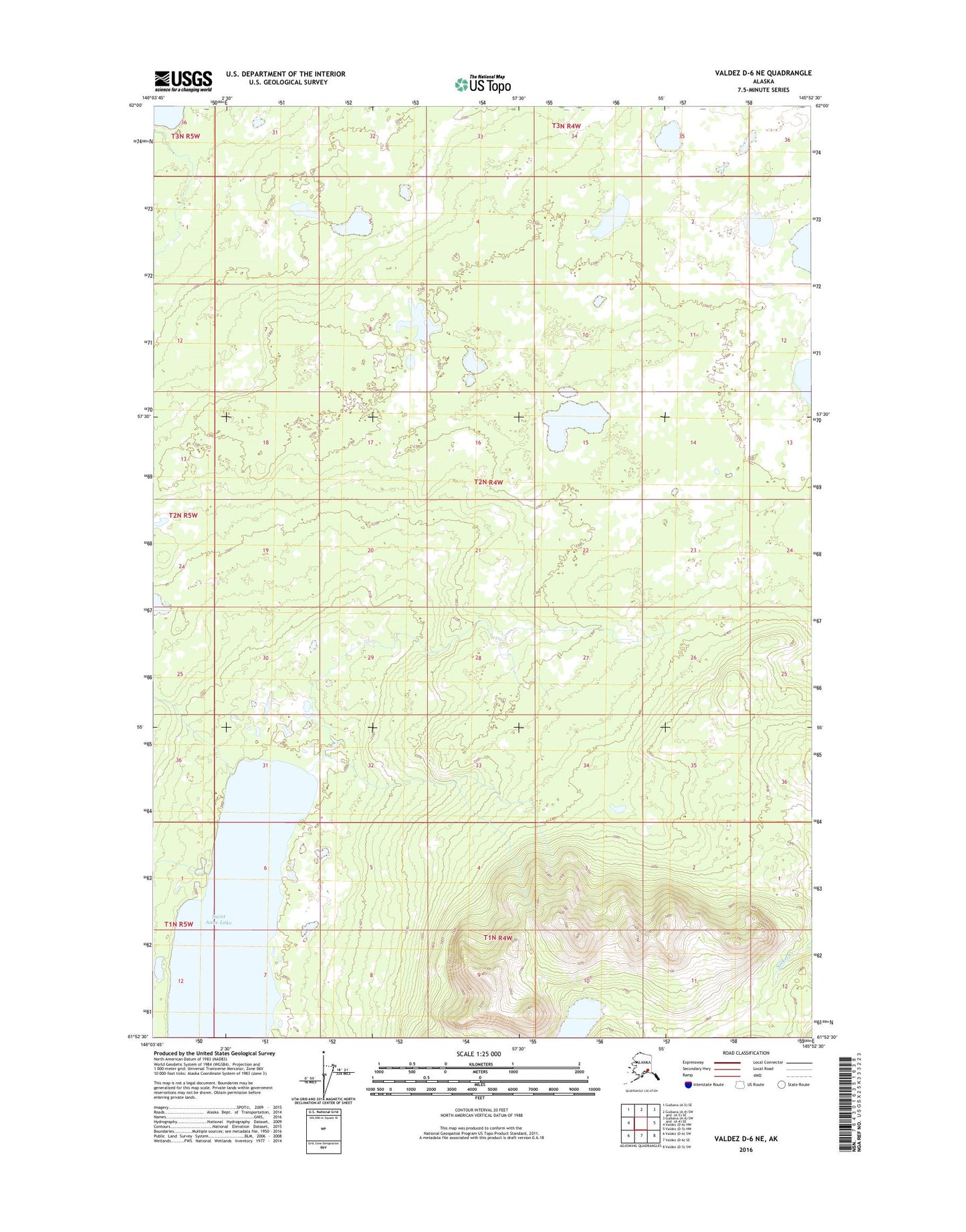 Valdez D-6 NE Alaska US Topo Map Image