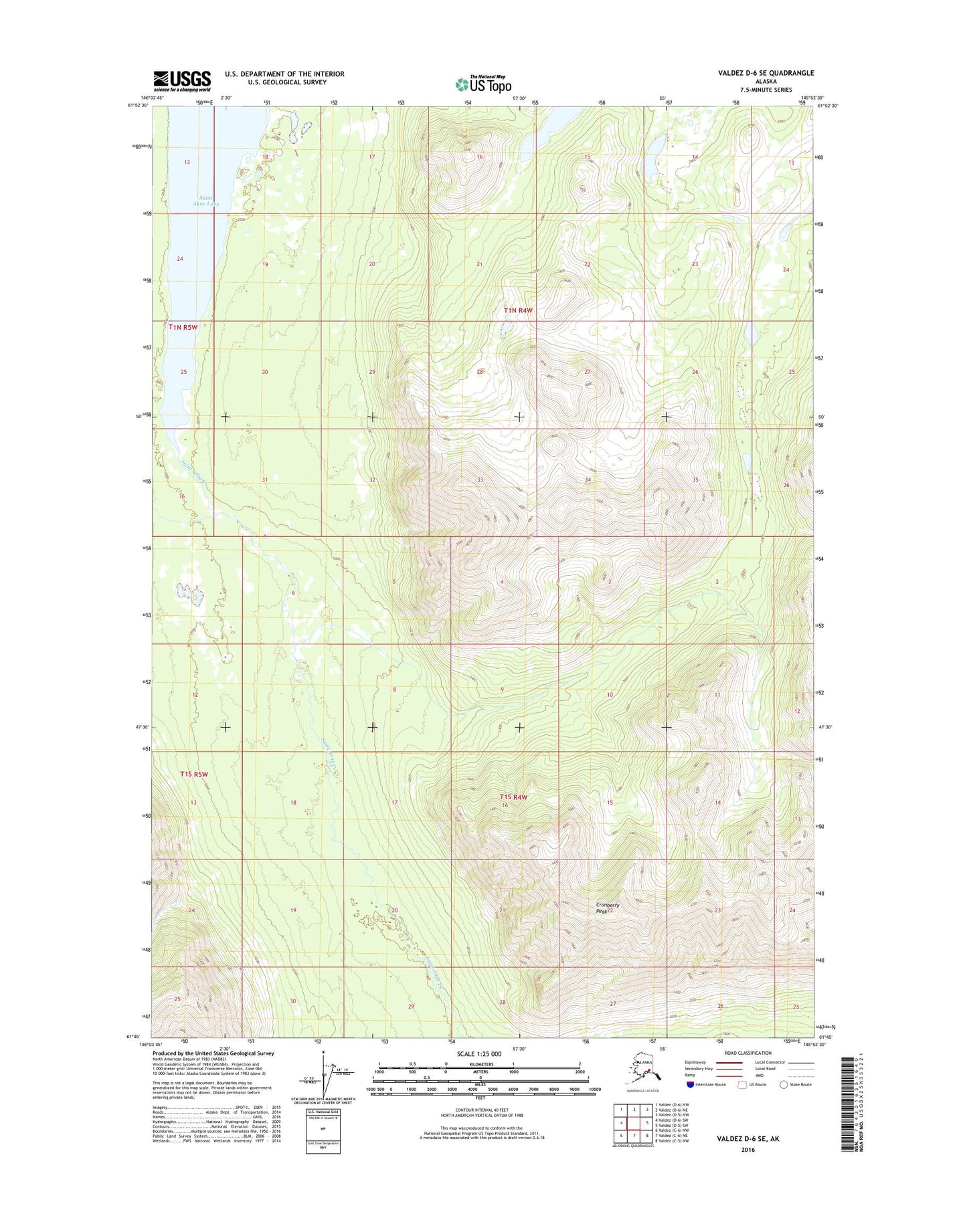 Valdez D-6 SE Alaska US Topo Map Image
