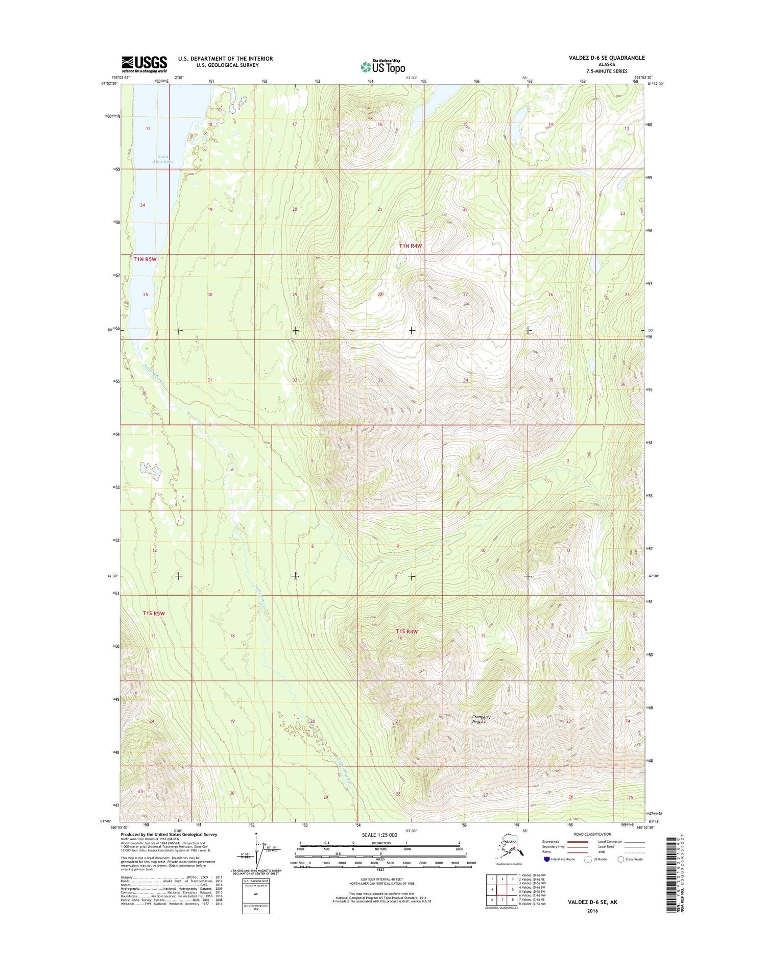 Valdez D-6 SE Alaska US Topo Map Image