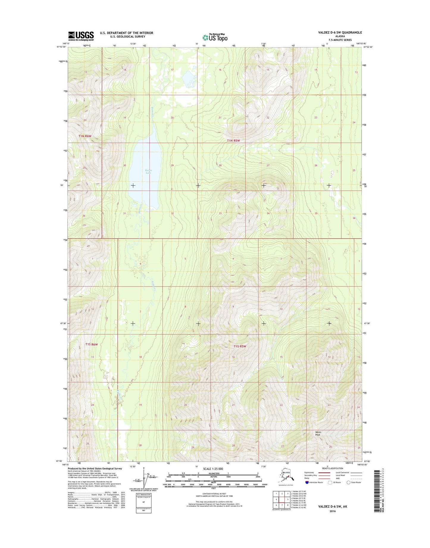 Valdez D-6 SW Alaska US Topo Map Image