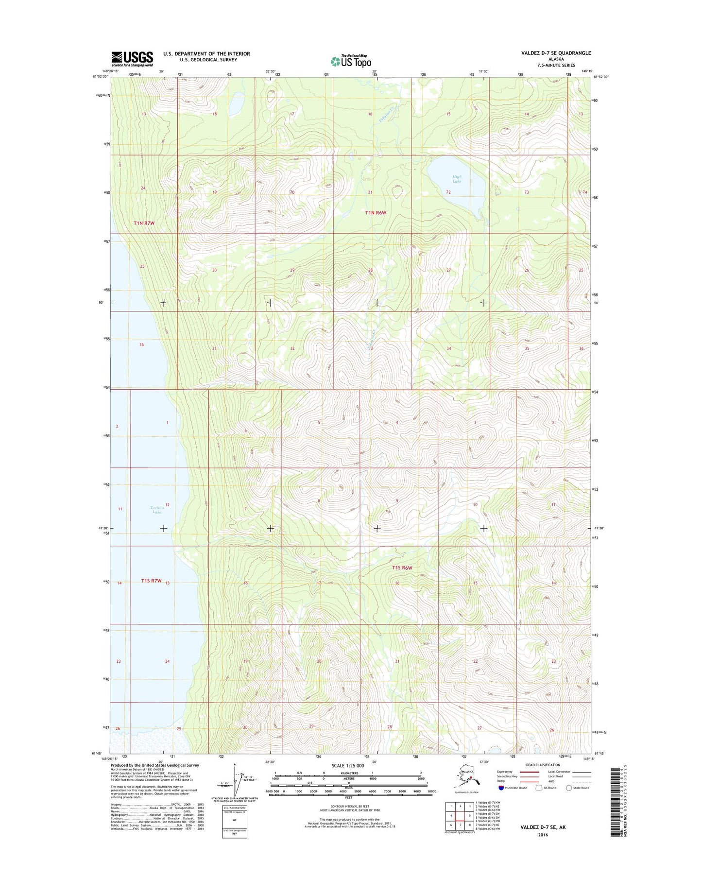 Valdez D-7 SE Alaska US Topo Map Image