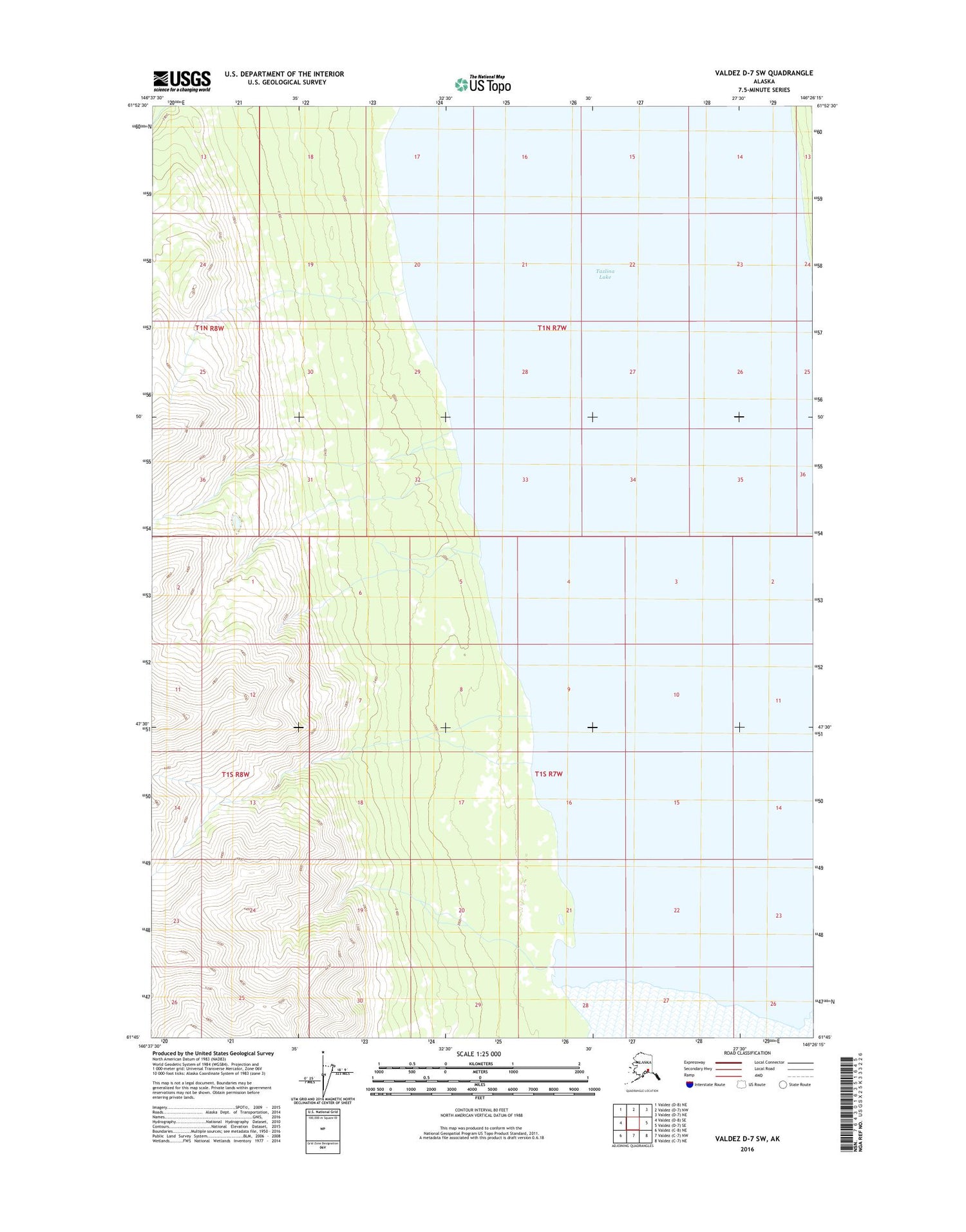 Valdez D-7 SW Alaska US Topo Map Image