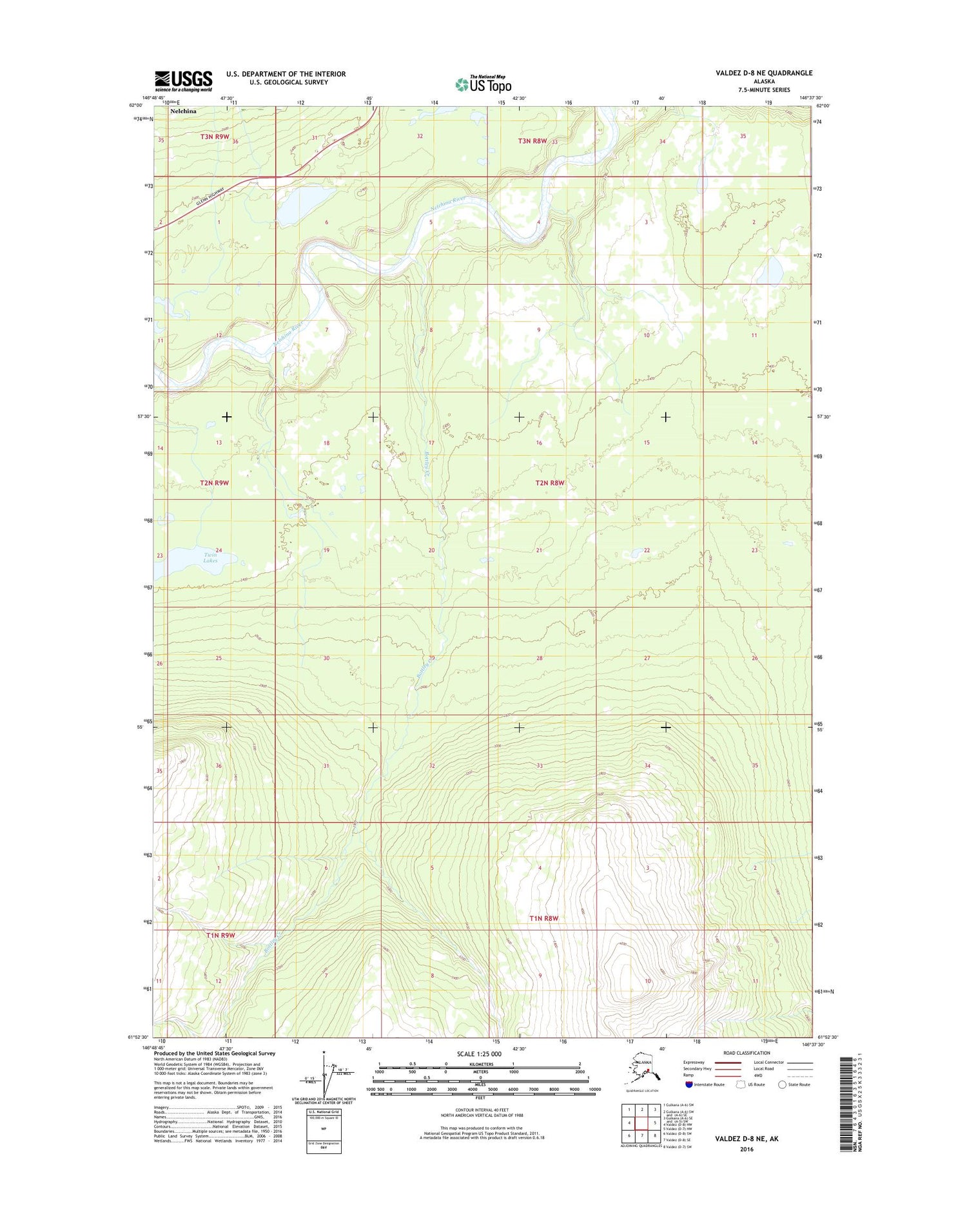 Valdez D-8 NE Alaska US Topo Map Image