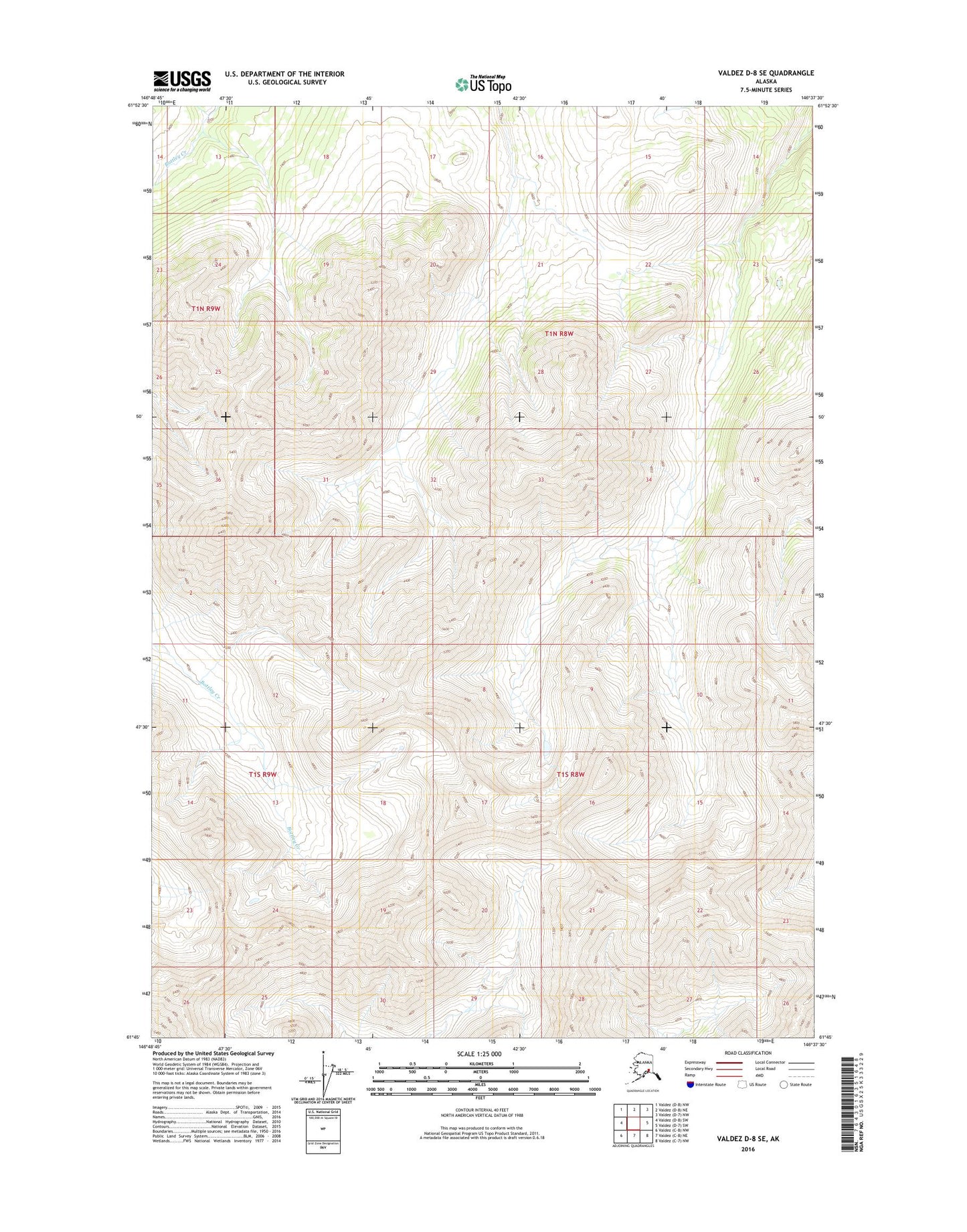 Valdez D-8 SE Alaska US Topo Map Image