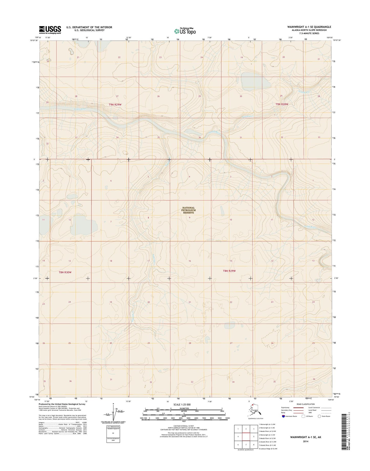 Wainwright A-1 SE Alaska US Topo Map Image