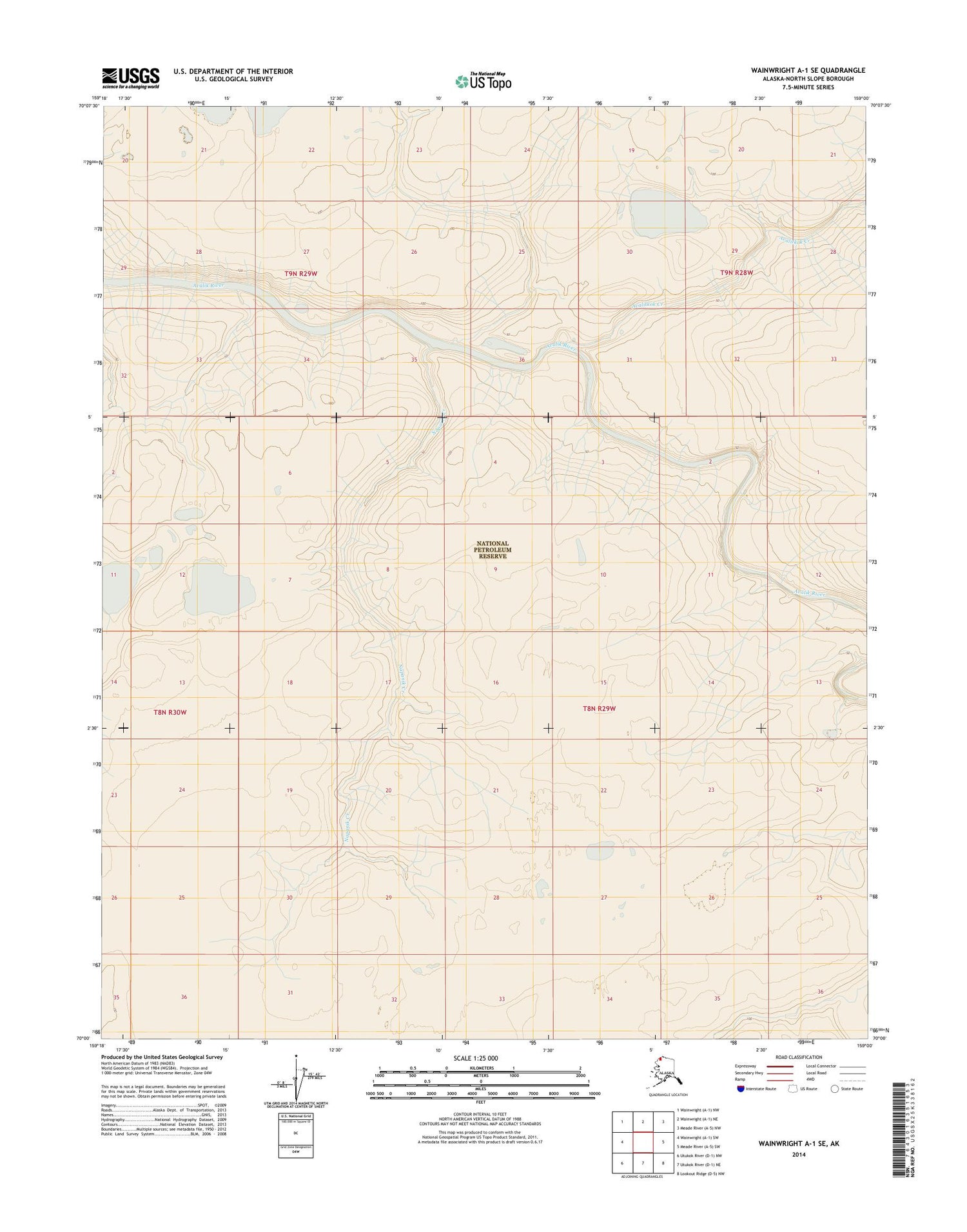 Wainwright A-1 SE Alaska US Topo Map Image