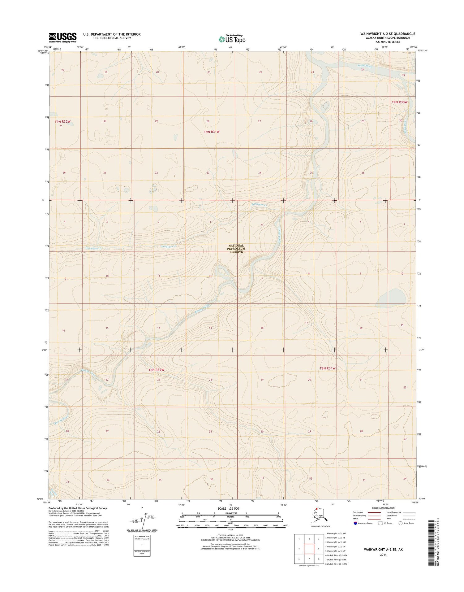 Wainwright A-2 SE Alaska US Topo Map Image