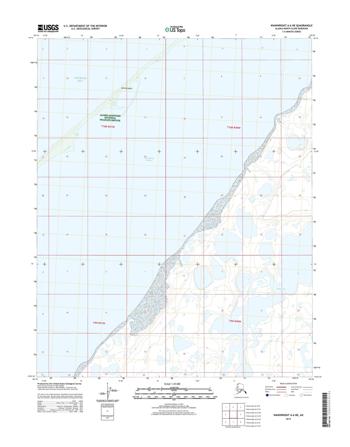 Wainwright A-6 NE Alaska US Topo Map Image