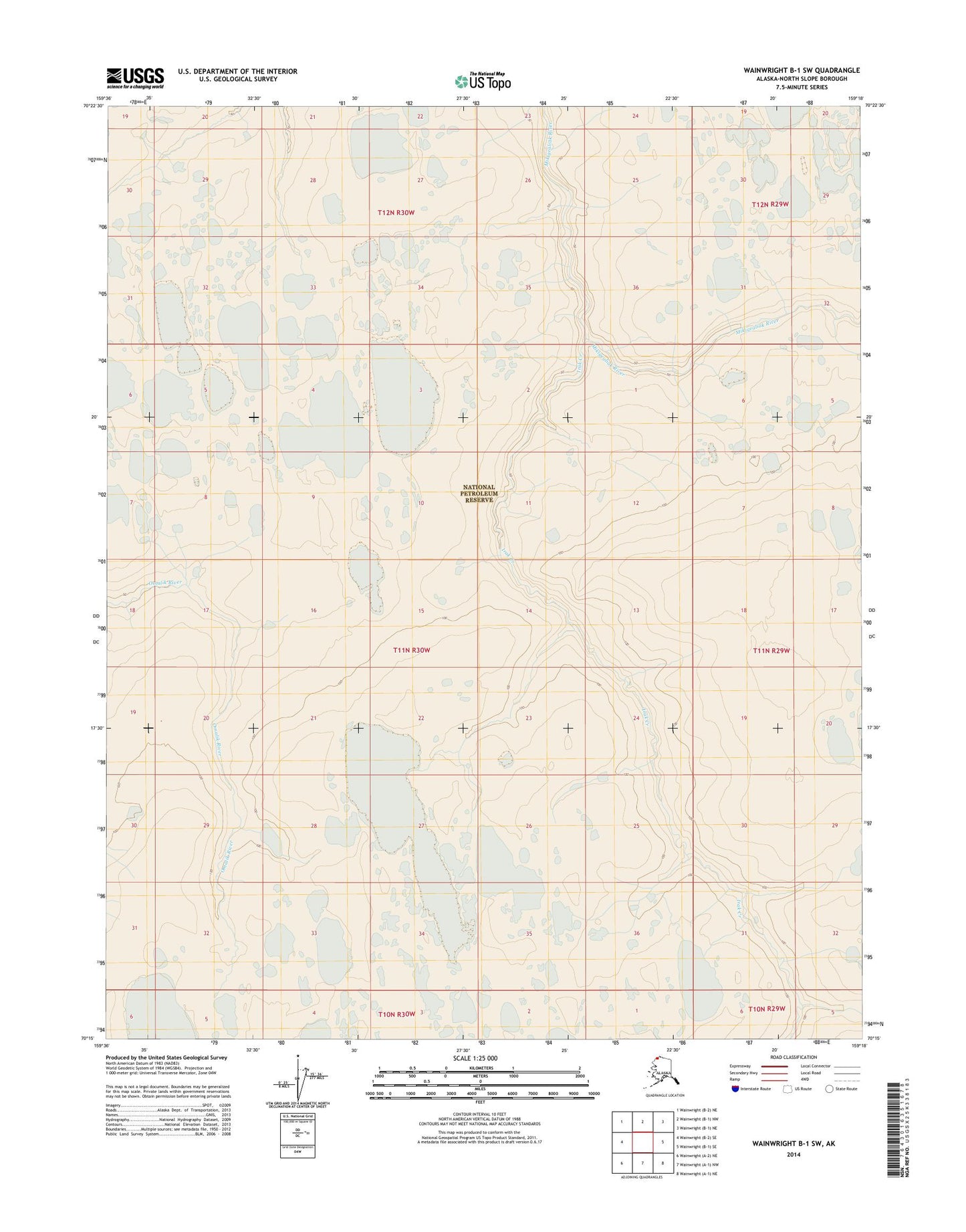 Wainwright B-1 SW Alaska US Topo Map Image