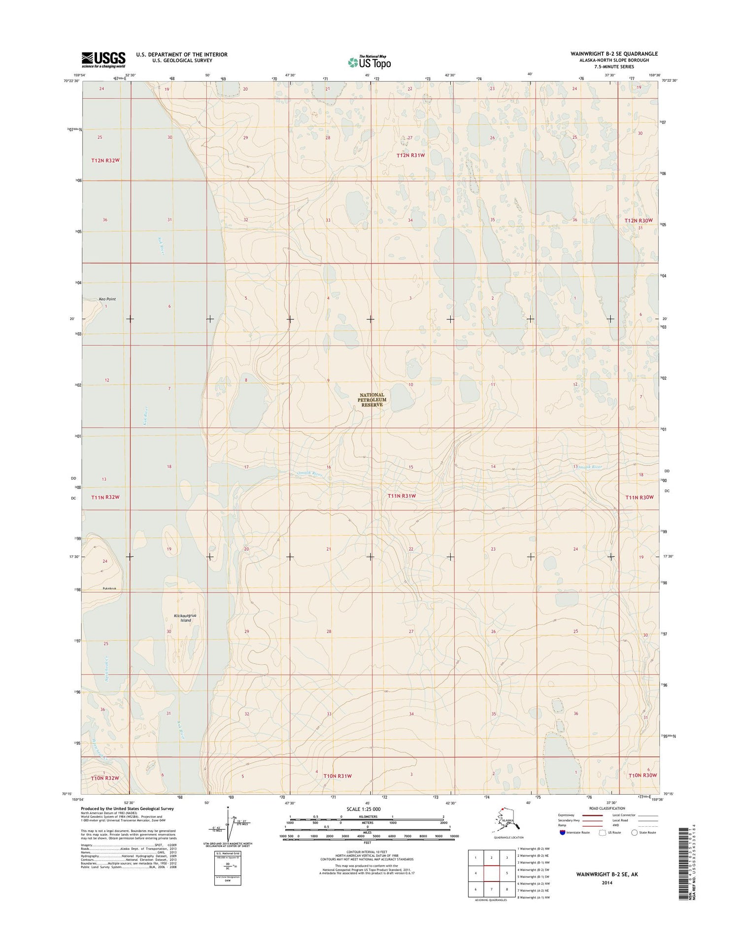Wainwright B-2 SE Alaska US Topo Map Image