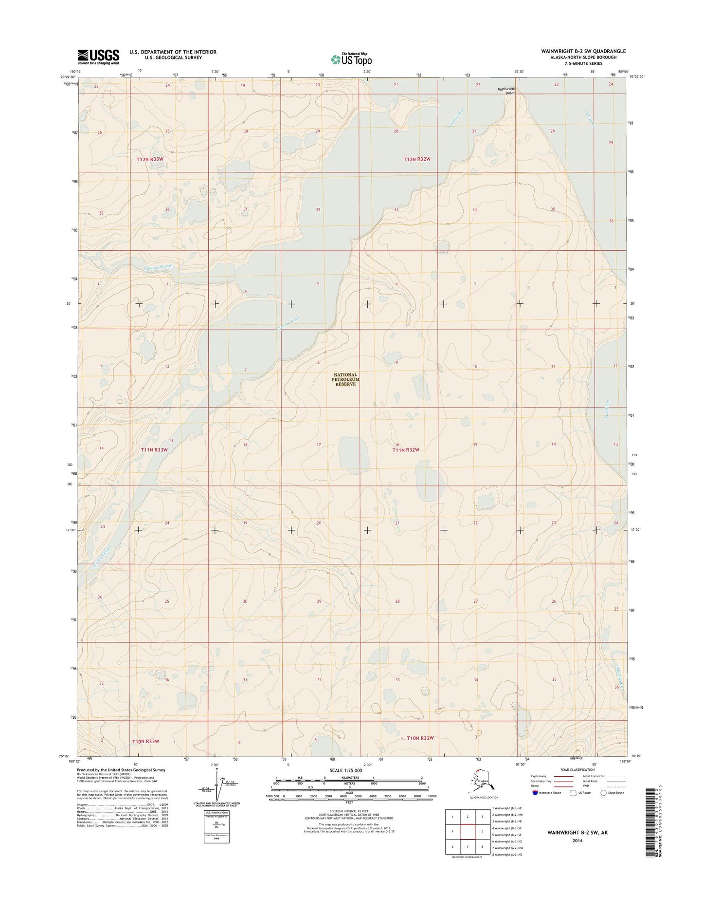Wainwright B-2 SW Alaska US Topo Map Image