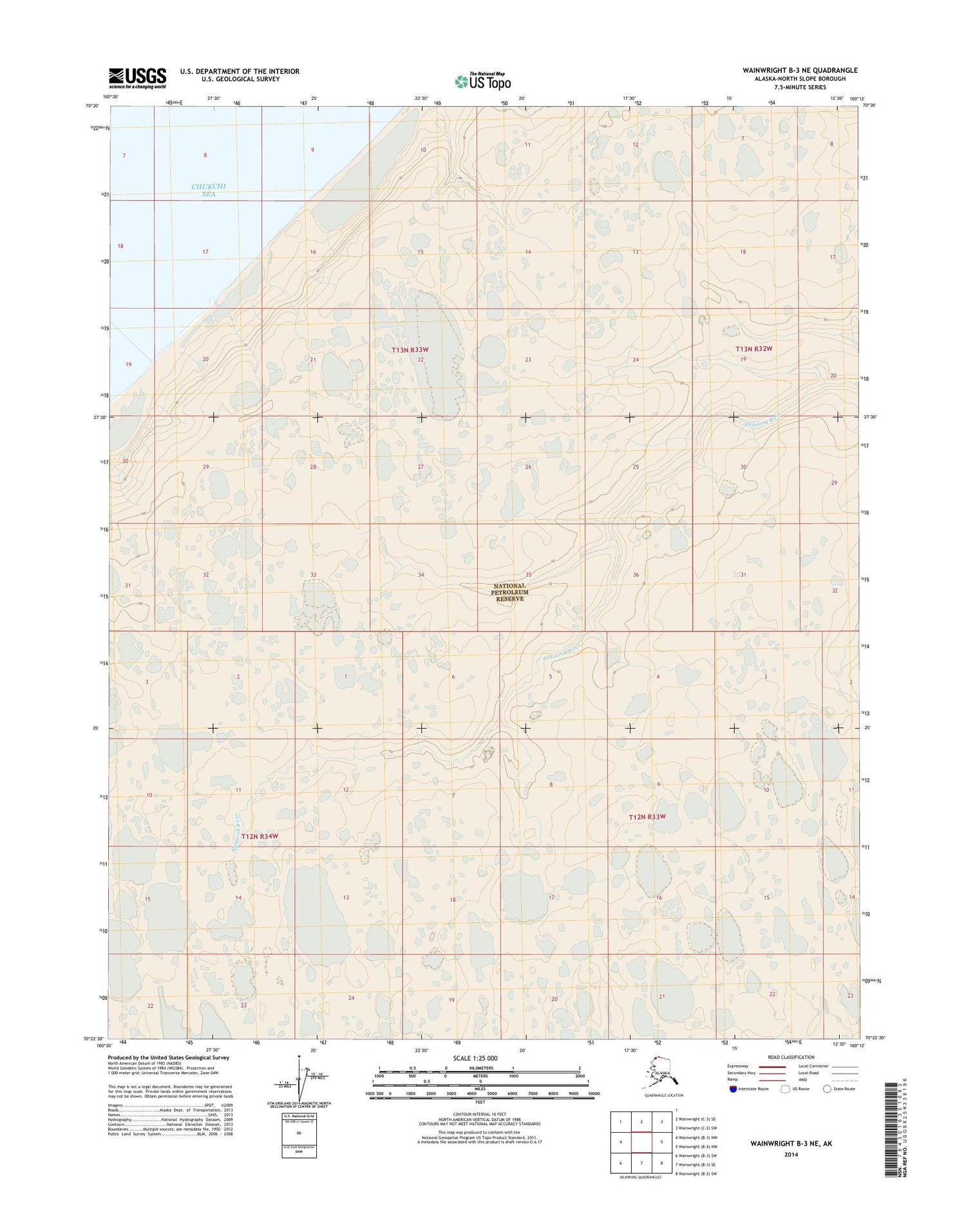 Wainwright B-3 NE Alaska US Topo Map Image