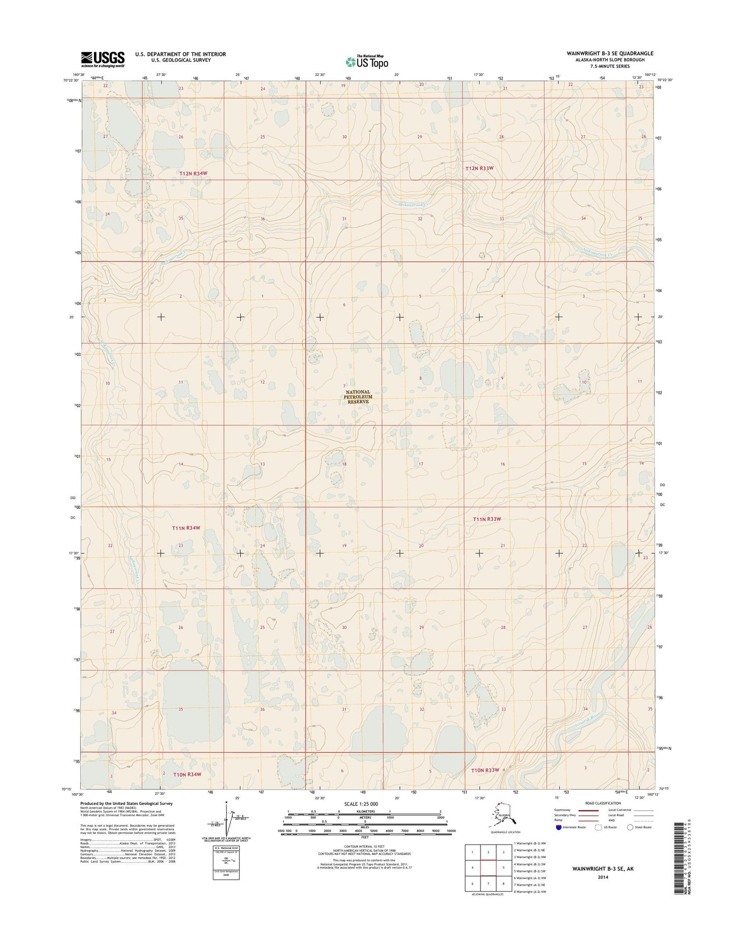 Wainwright B-3 SE Alaska US Topo Map Image