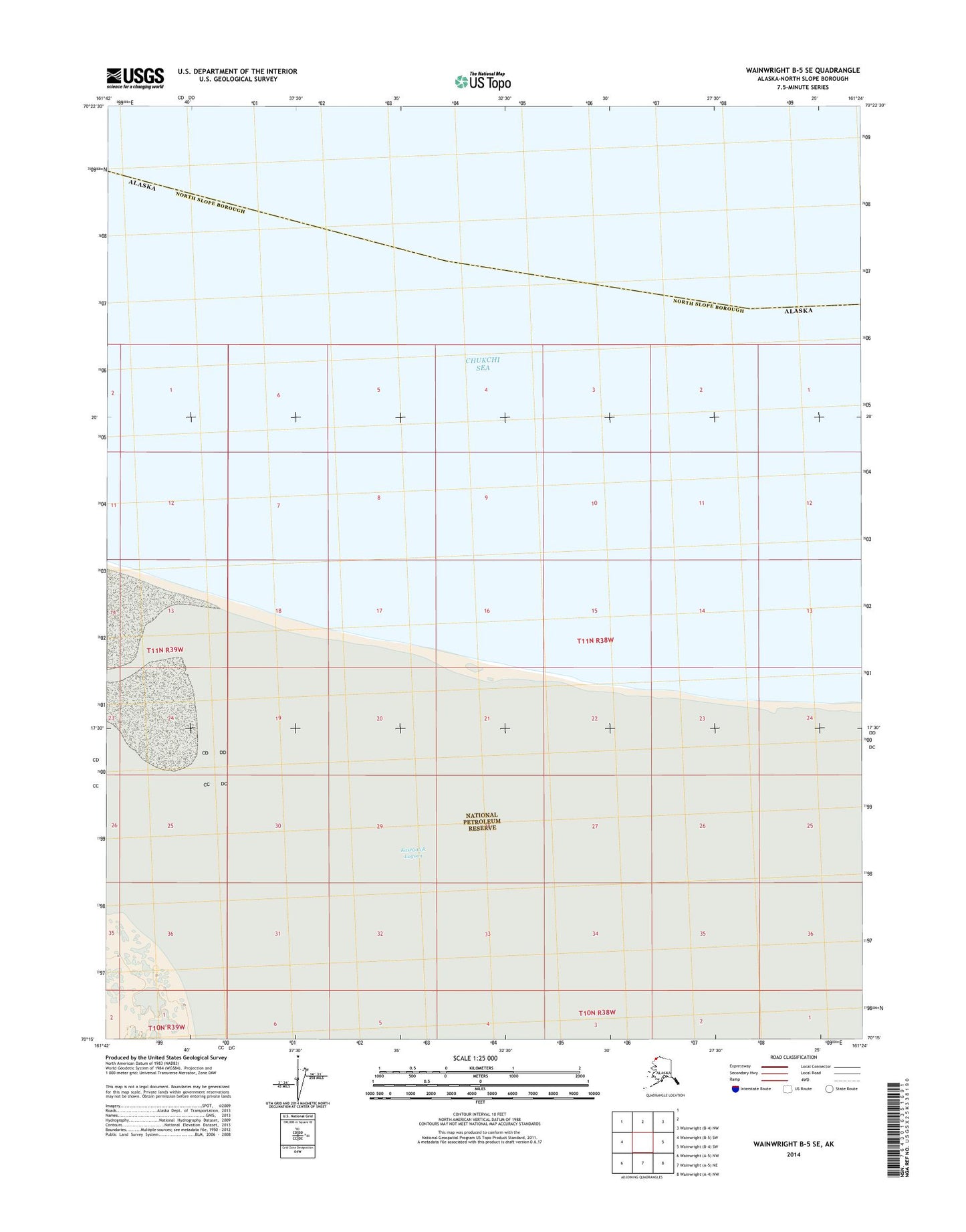 Wainwright B-5 SE Alaska US Topo Map Image