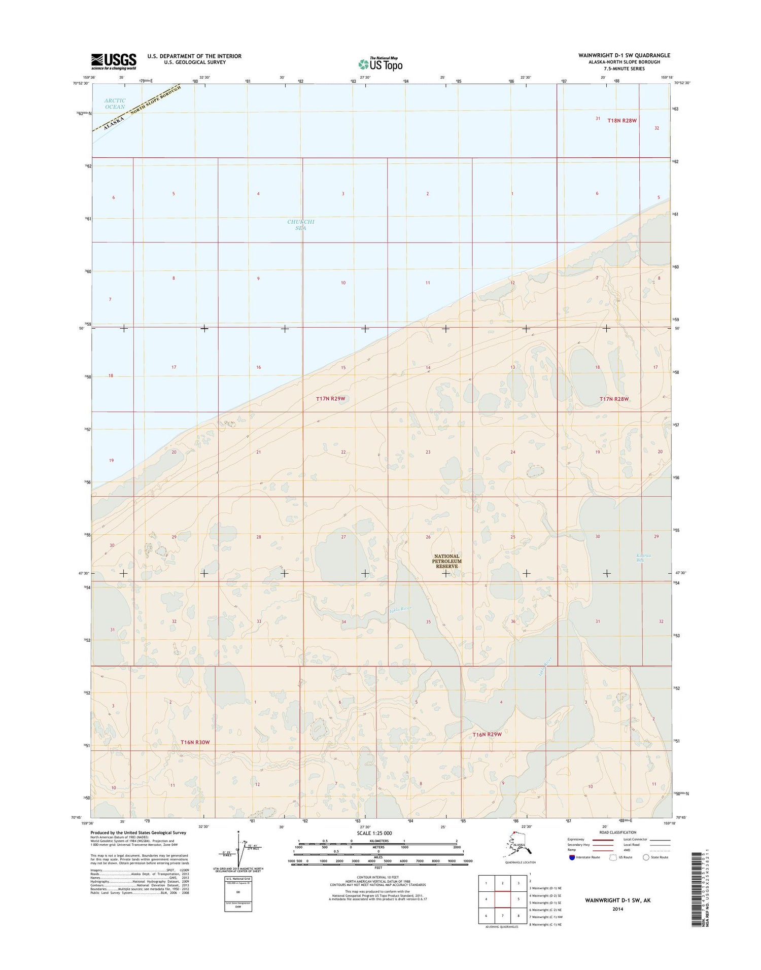 Wainwright D-1 SW Alaska US Topo Map Image
