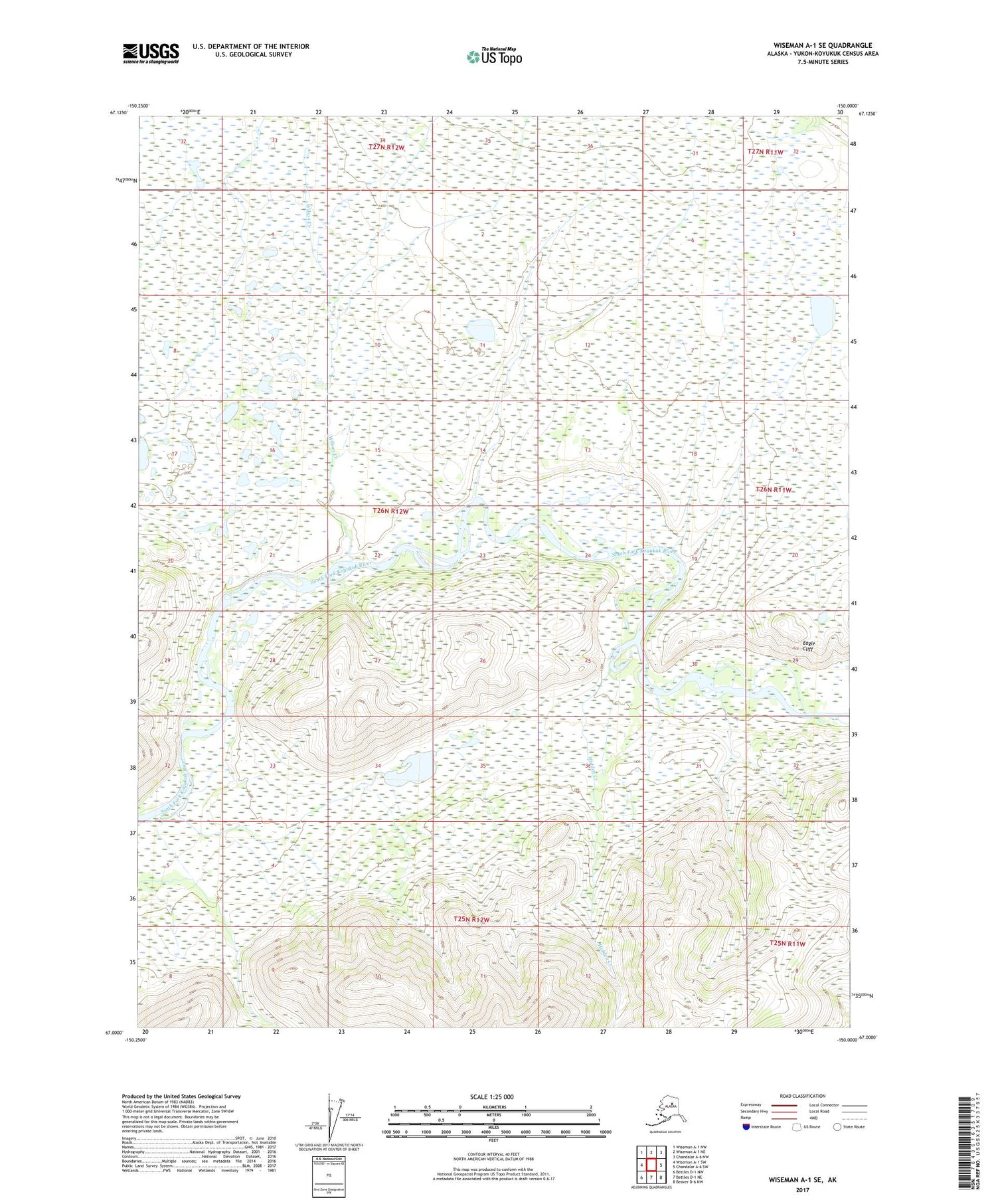 Wiseman A-1 SE Alaska US Topo Map Image