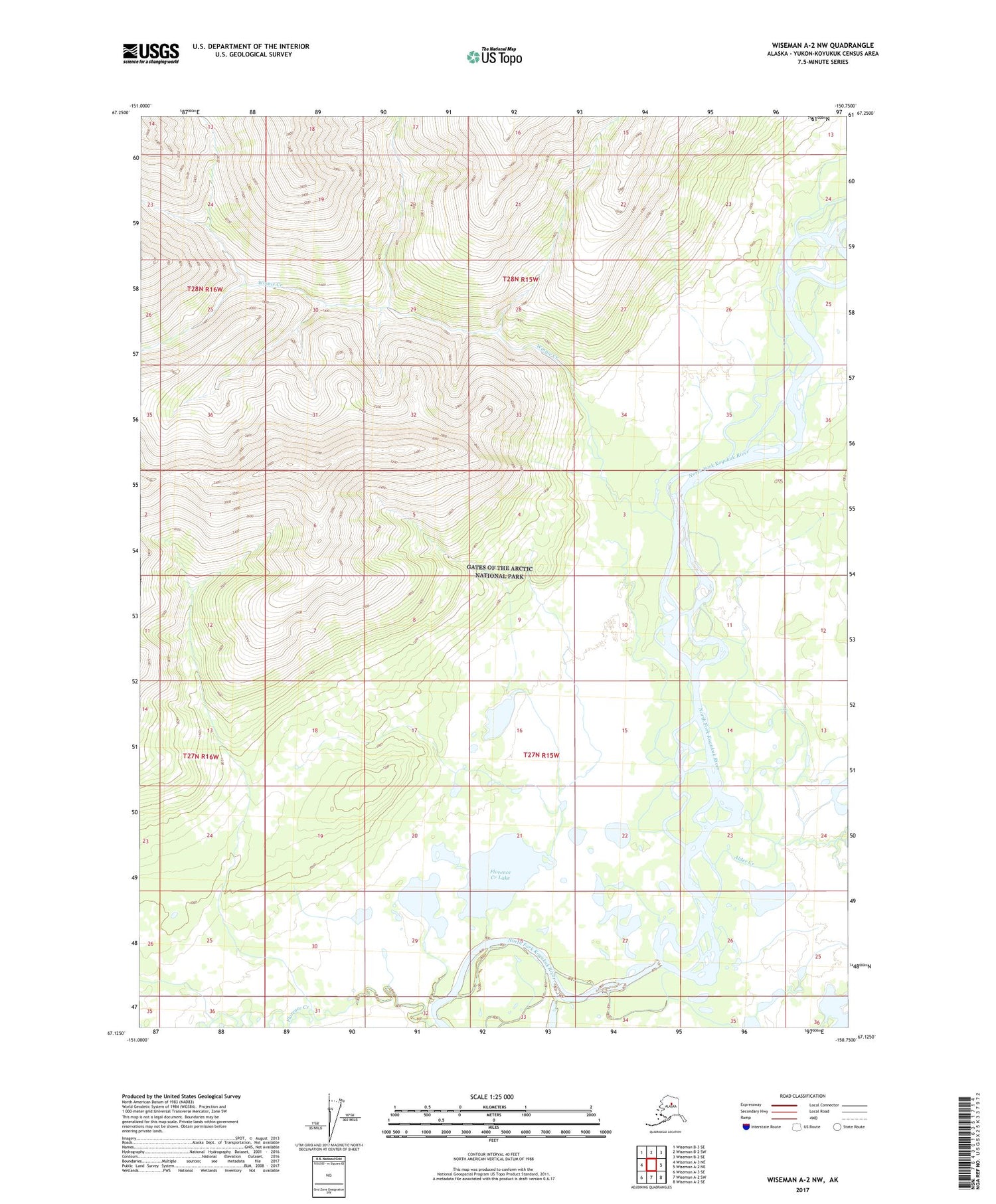 Wiseman A-2 NW Alaska US Topo Map Image