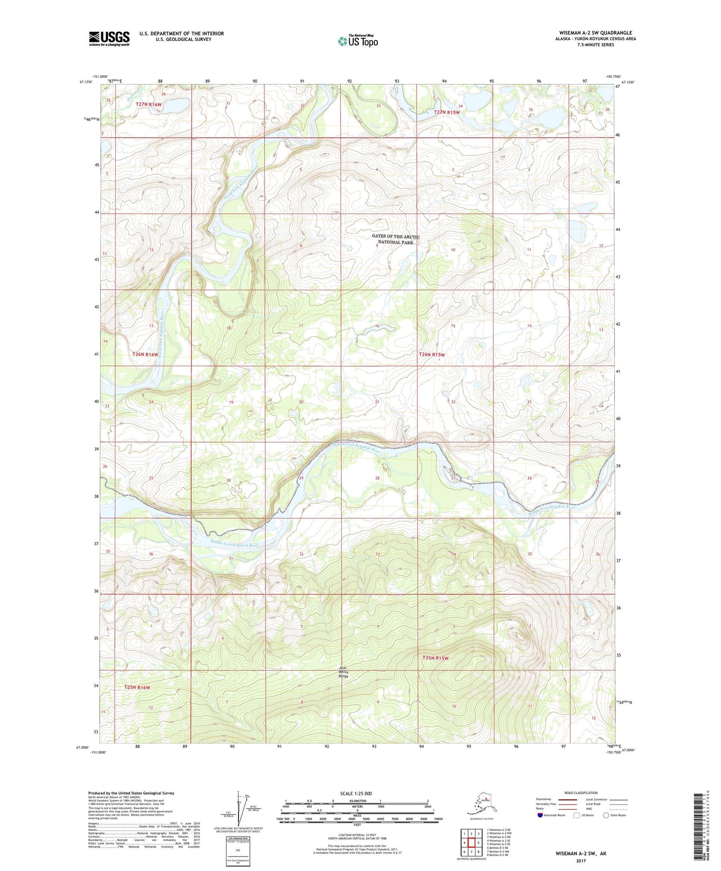 Wiseman A-2 SW Alaska US Topo Map Image