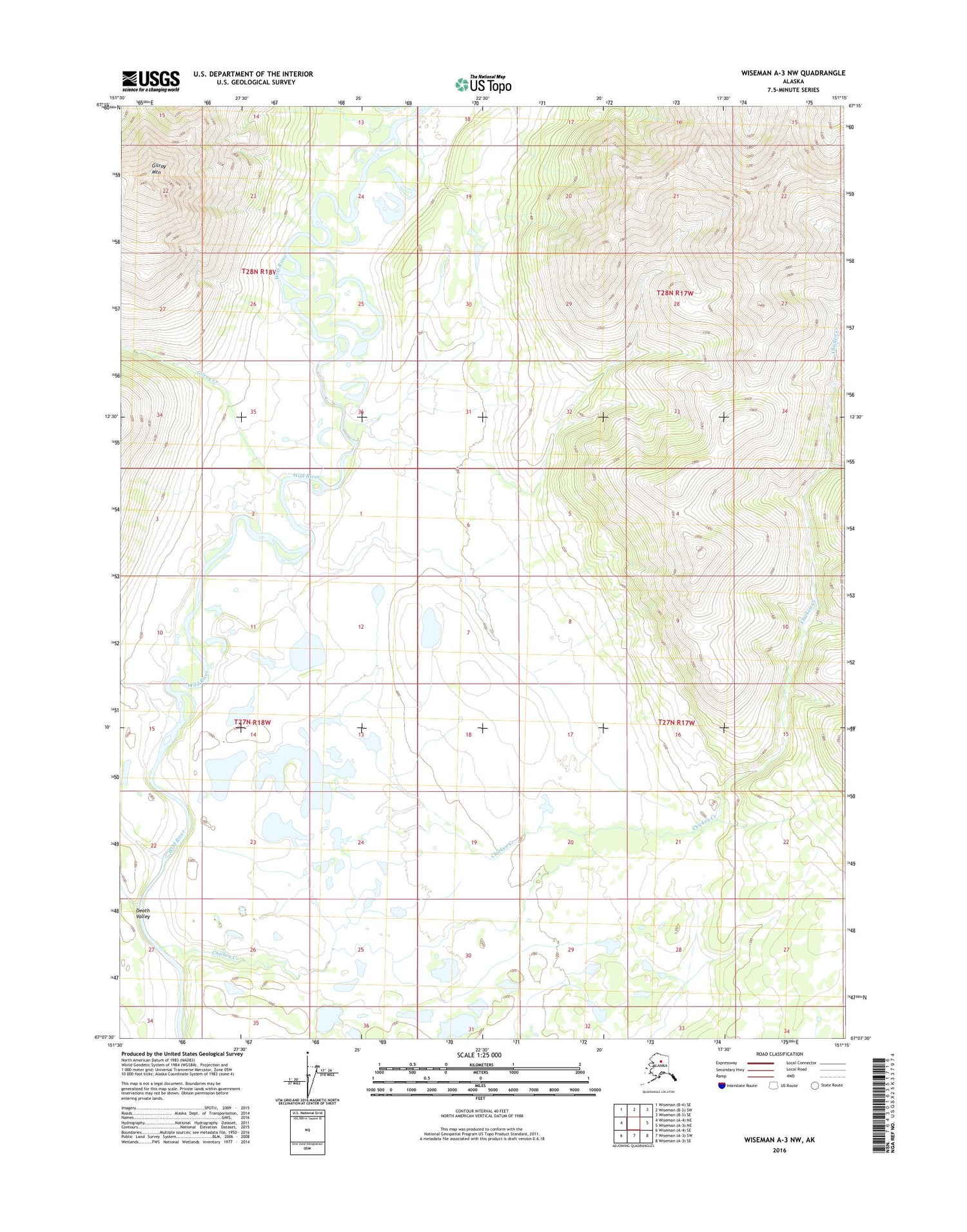 Wiseman A-3 NW Alaska US Topo Map Image