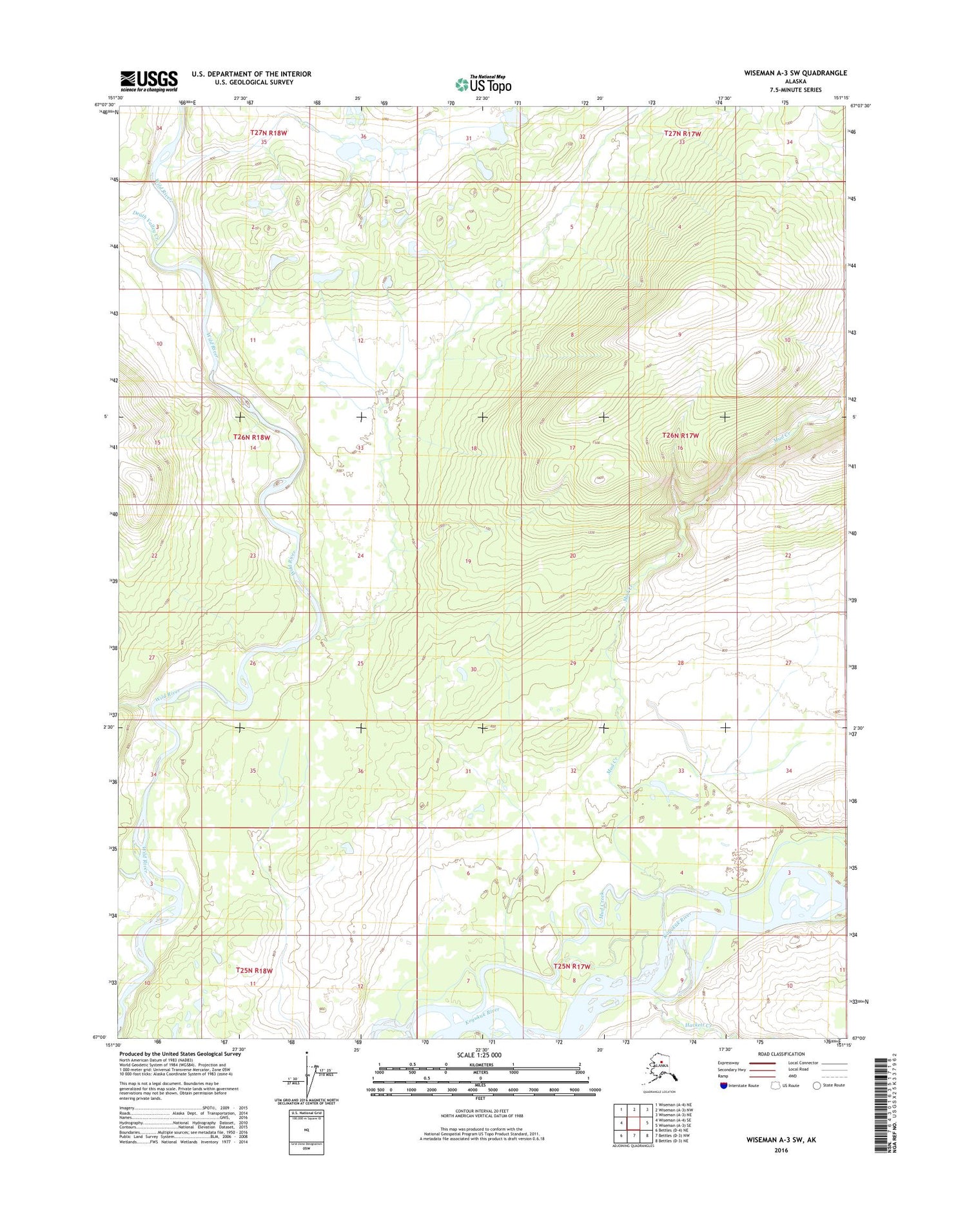 Wiseman A-3 SW Alaska US Topo Map Image